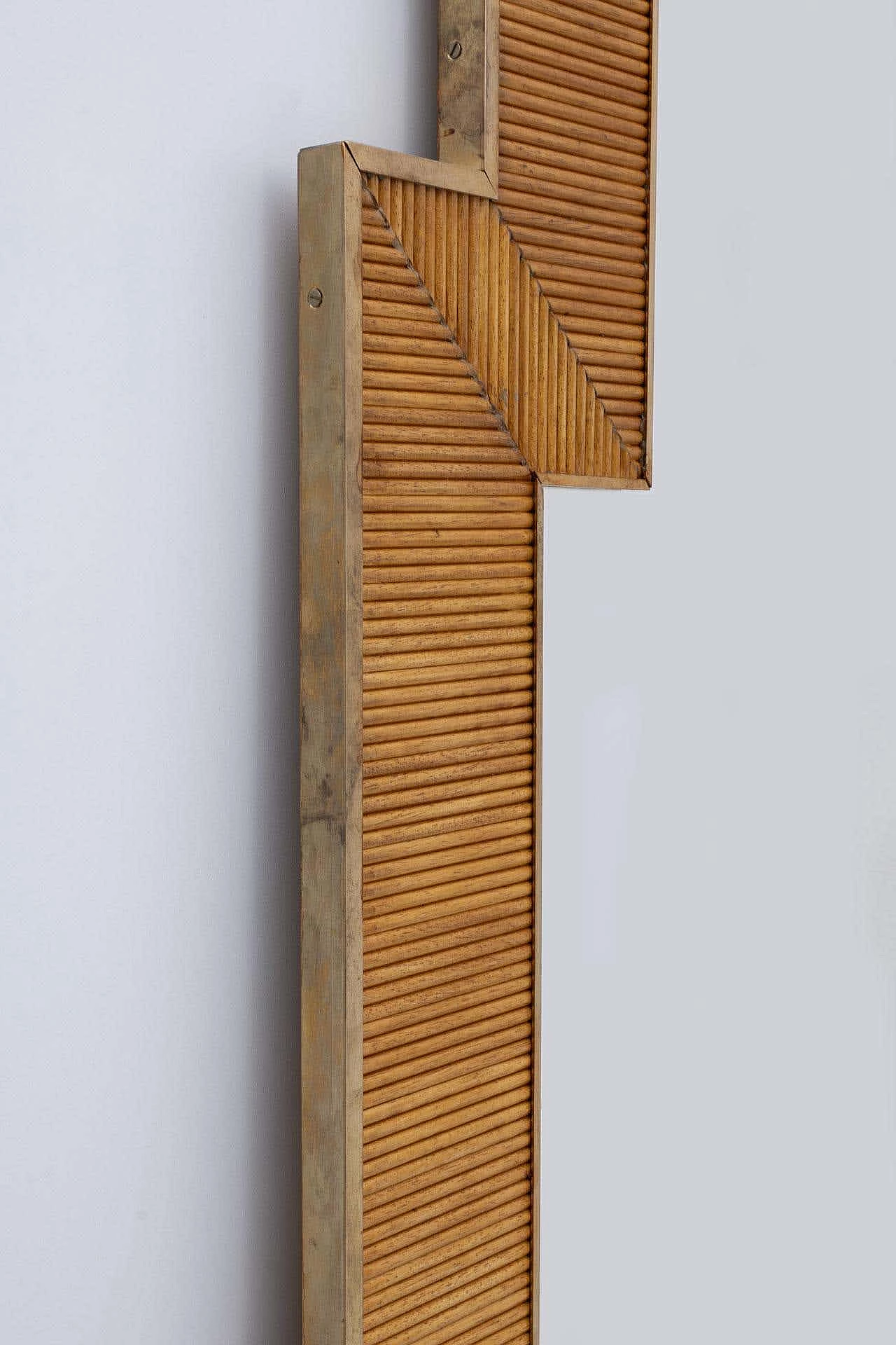 Brass and wood mirror in the style of Gabriella Crespi, 1970s 5