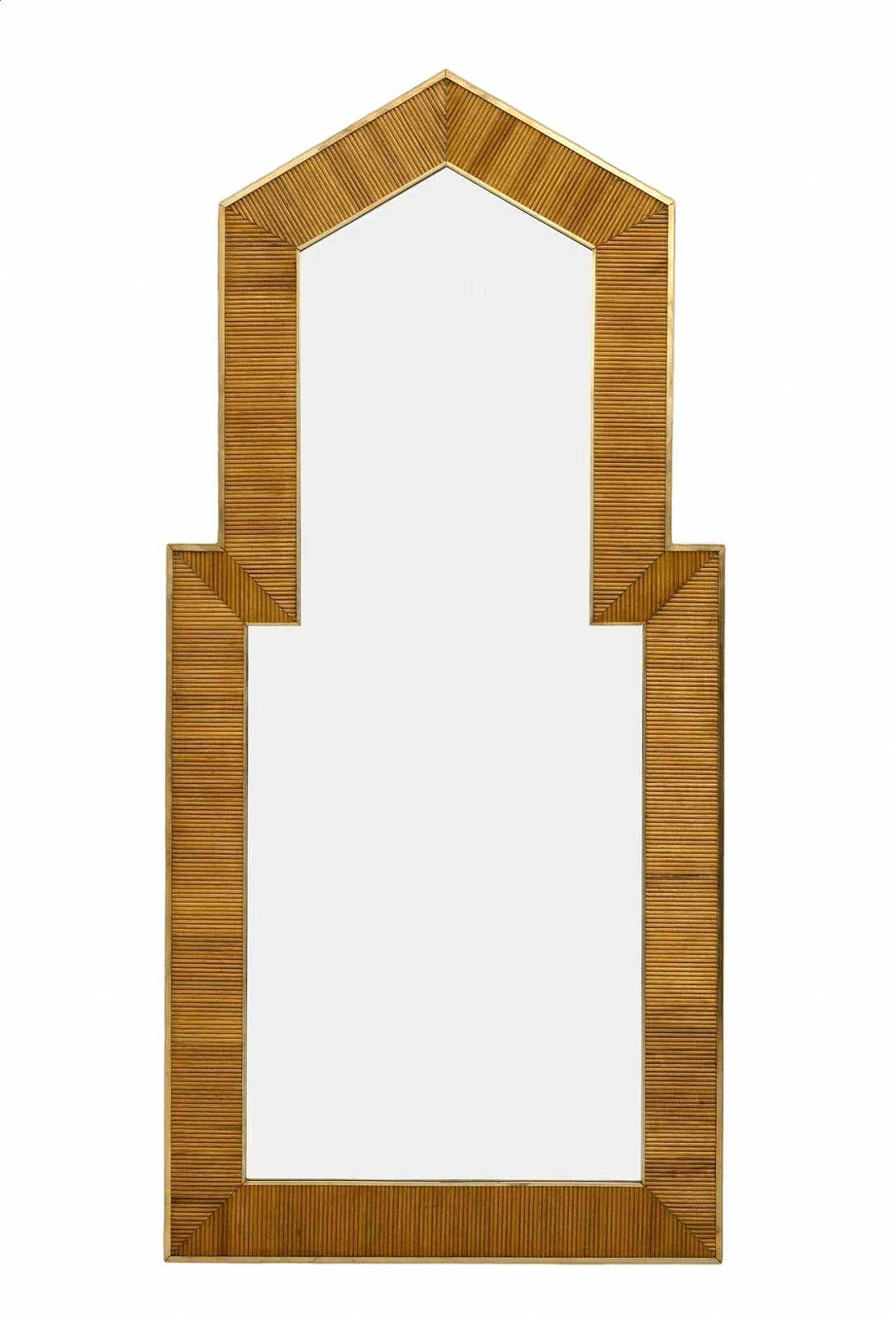 Brass and wood mirror in the style of Gabriella Crespi, 1970s 10
