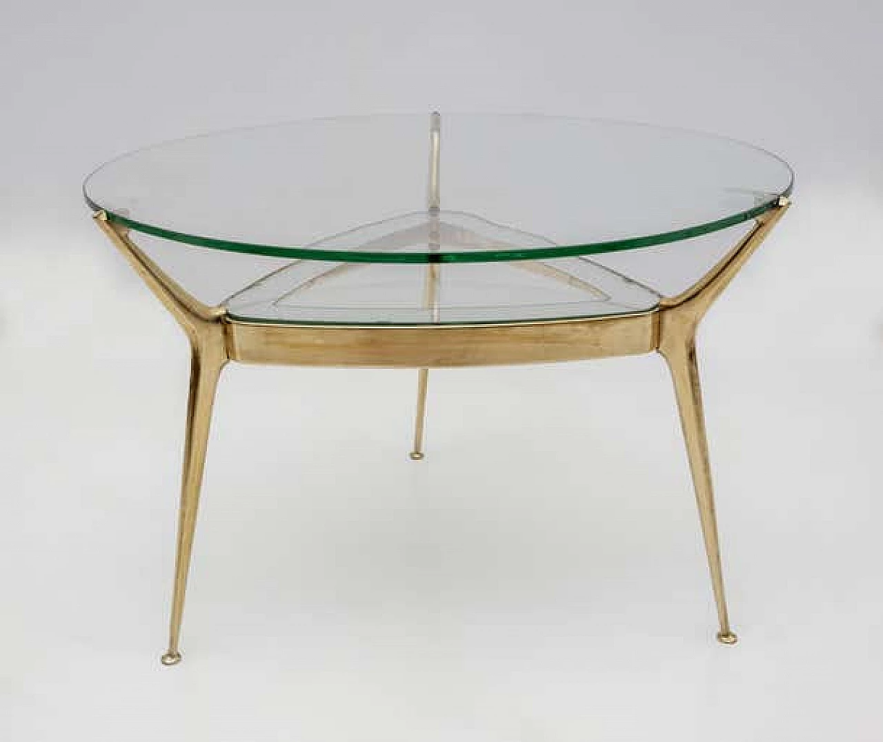 Bronze and glass coffee table by Cesare Lacca for Fontana Arte, 1950s 4