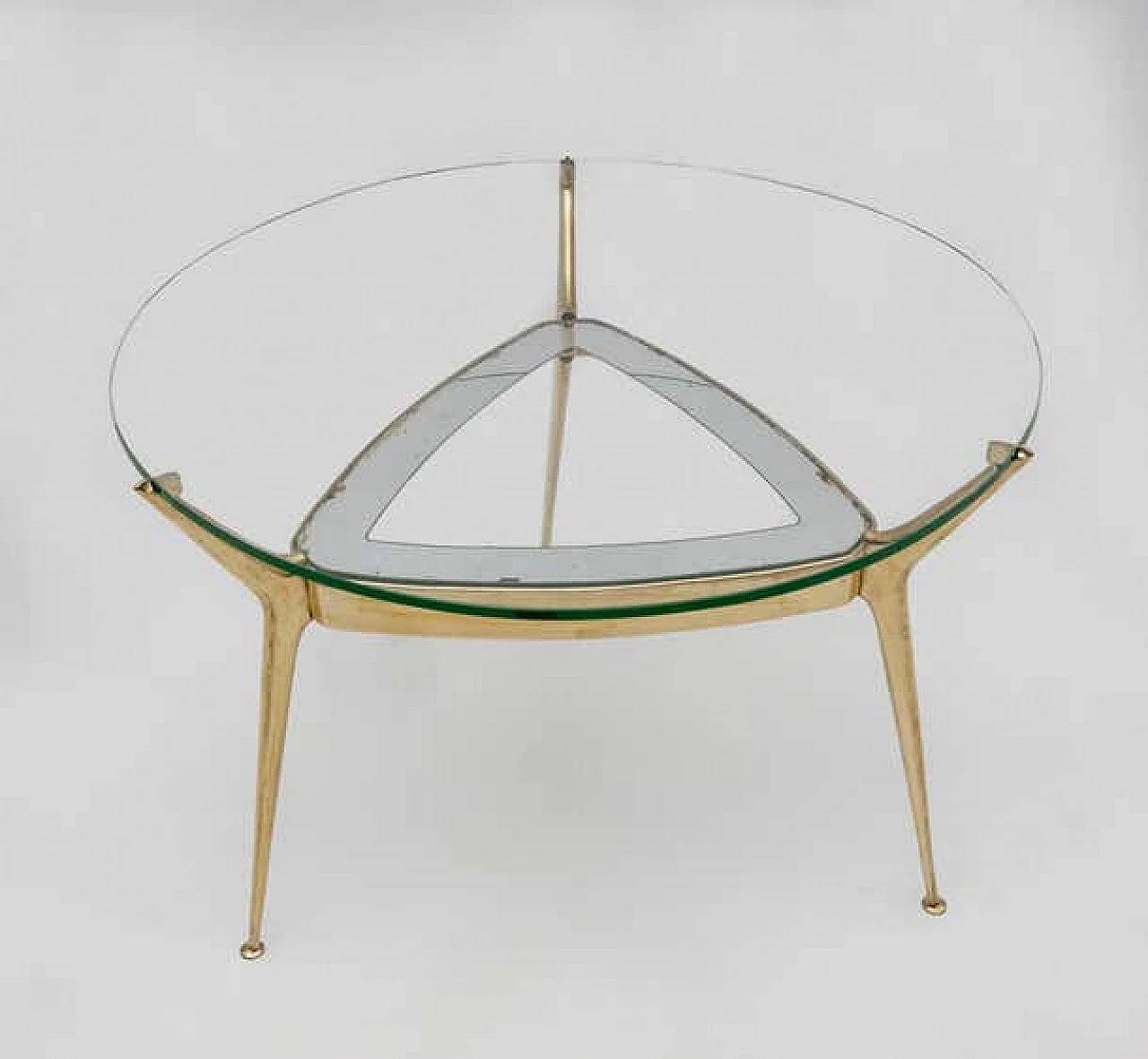 Tavolino in bronzo e vetro di Cesare Lacca per Fontana Arte, anni '50 5