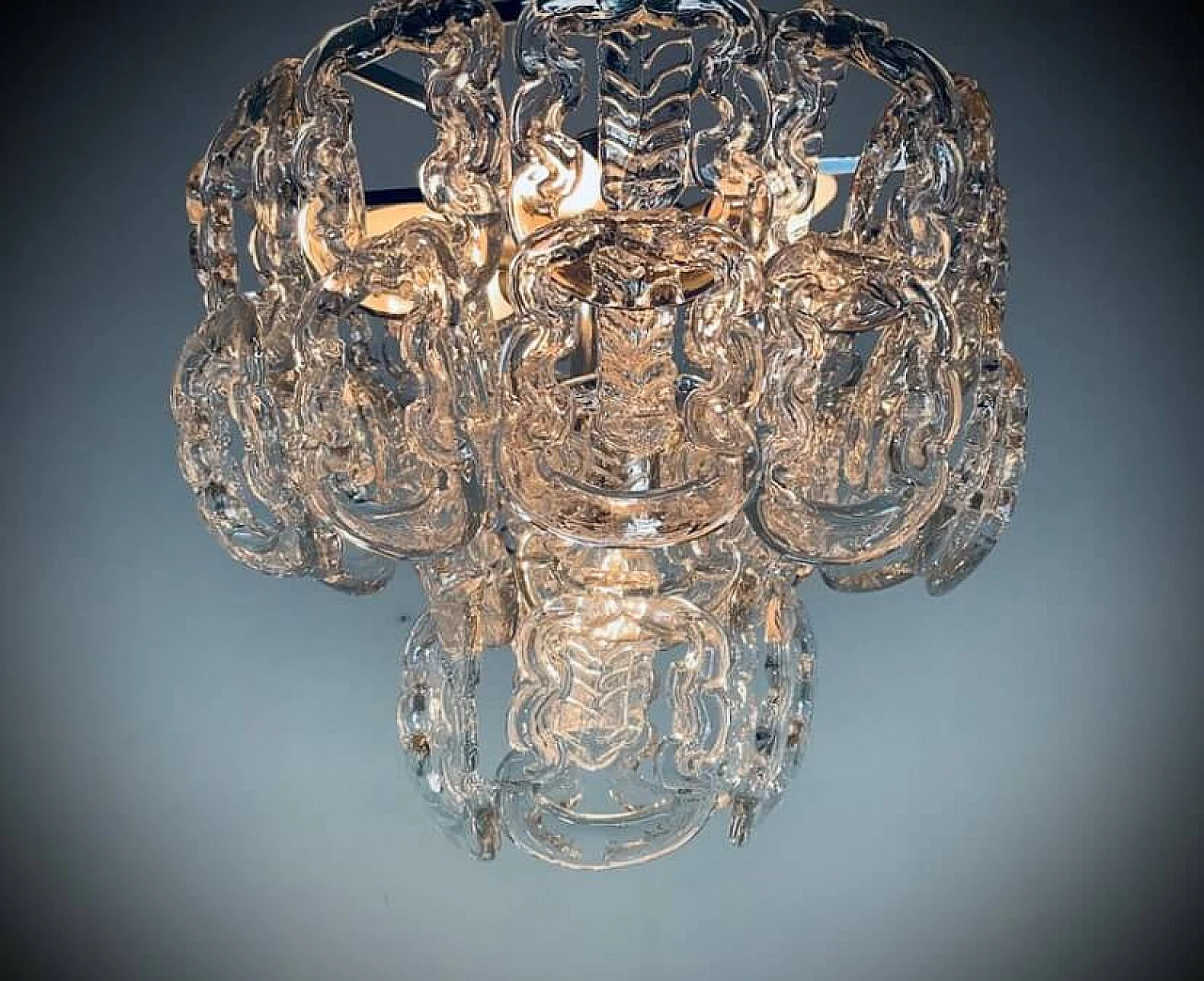 Glass Giogali chandelier by Angelo Mangiarotti for Vistosi, 1960s 9