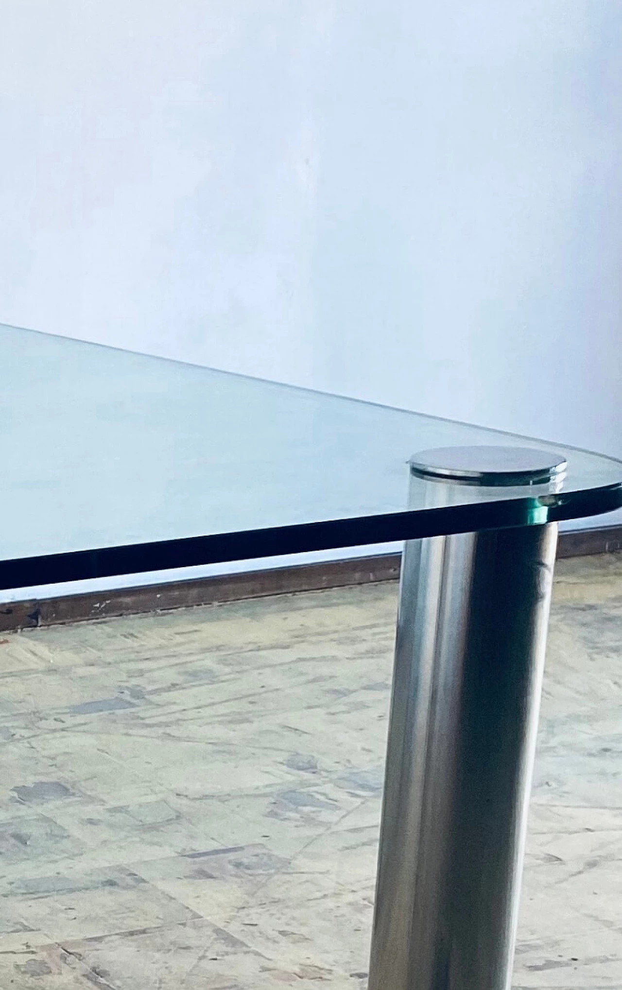 Crystal and steel table in the style of Marco Zanuso for Zanotta, 1970s 4