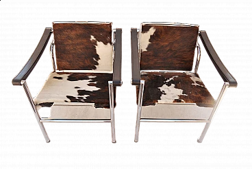 Pair of Le Corbusier LC1 tilting armchairs Original with certification, 1960s