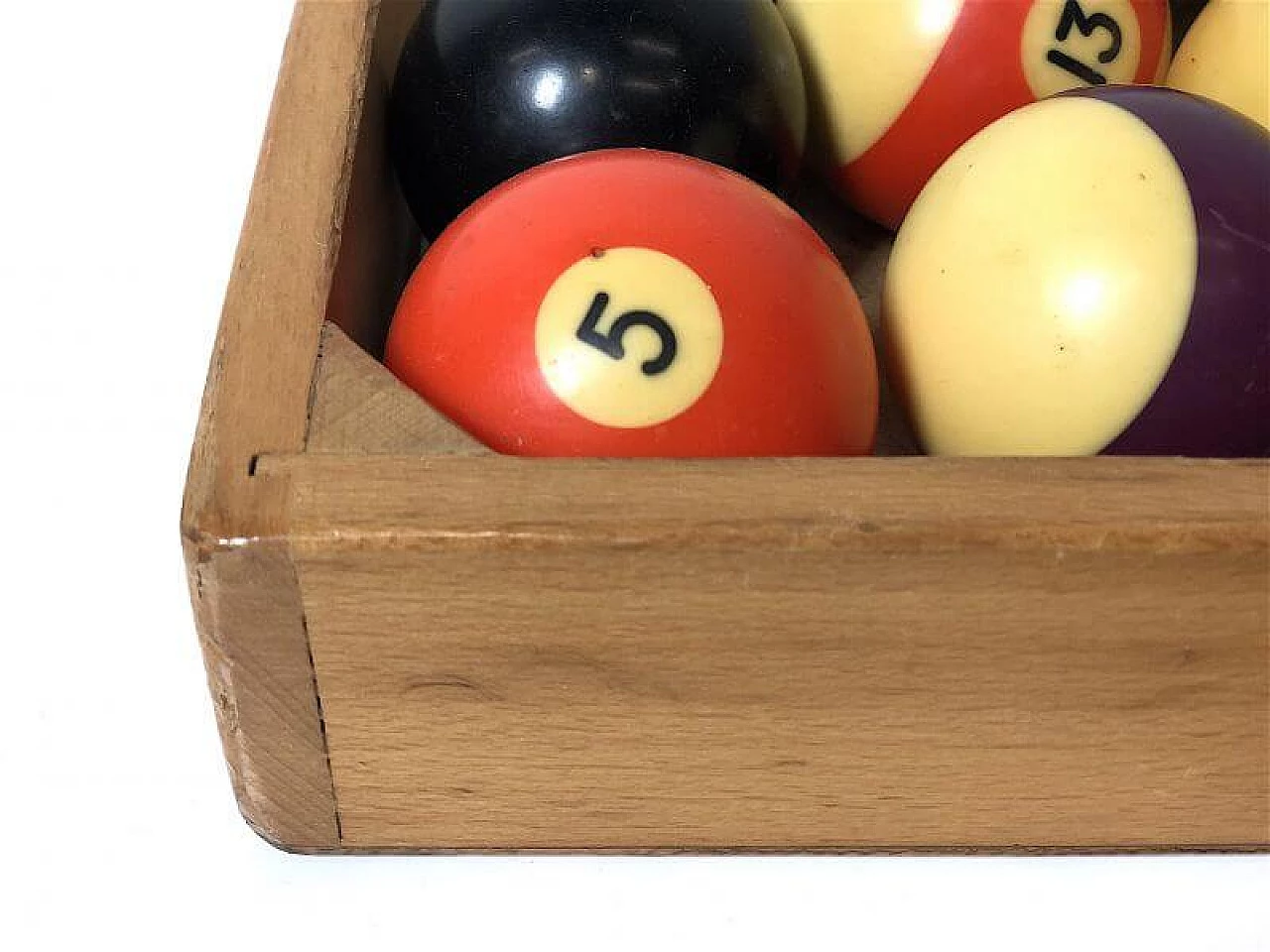 Set of billiard balls with wooden frame, 1960s 5