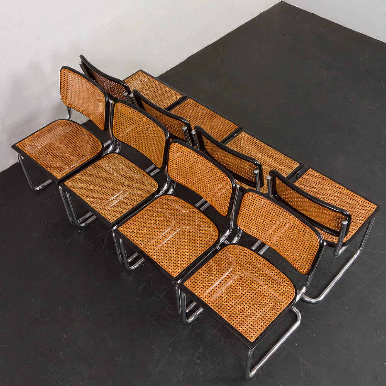 8 Cesca chairs by Marcel Breuer attributed to Gavina, 1970s 8