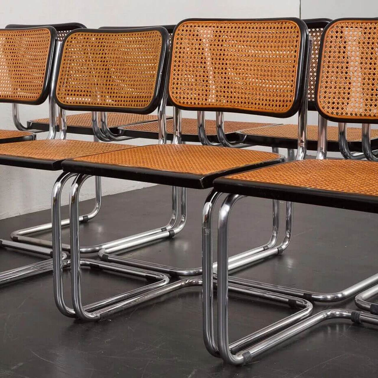 8 Cesca chairs by Marcel Breuer attributed to Gavina, 1970s 11
