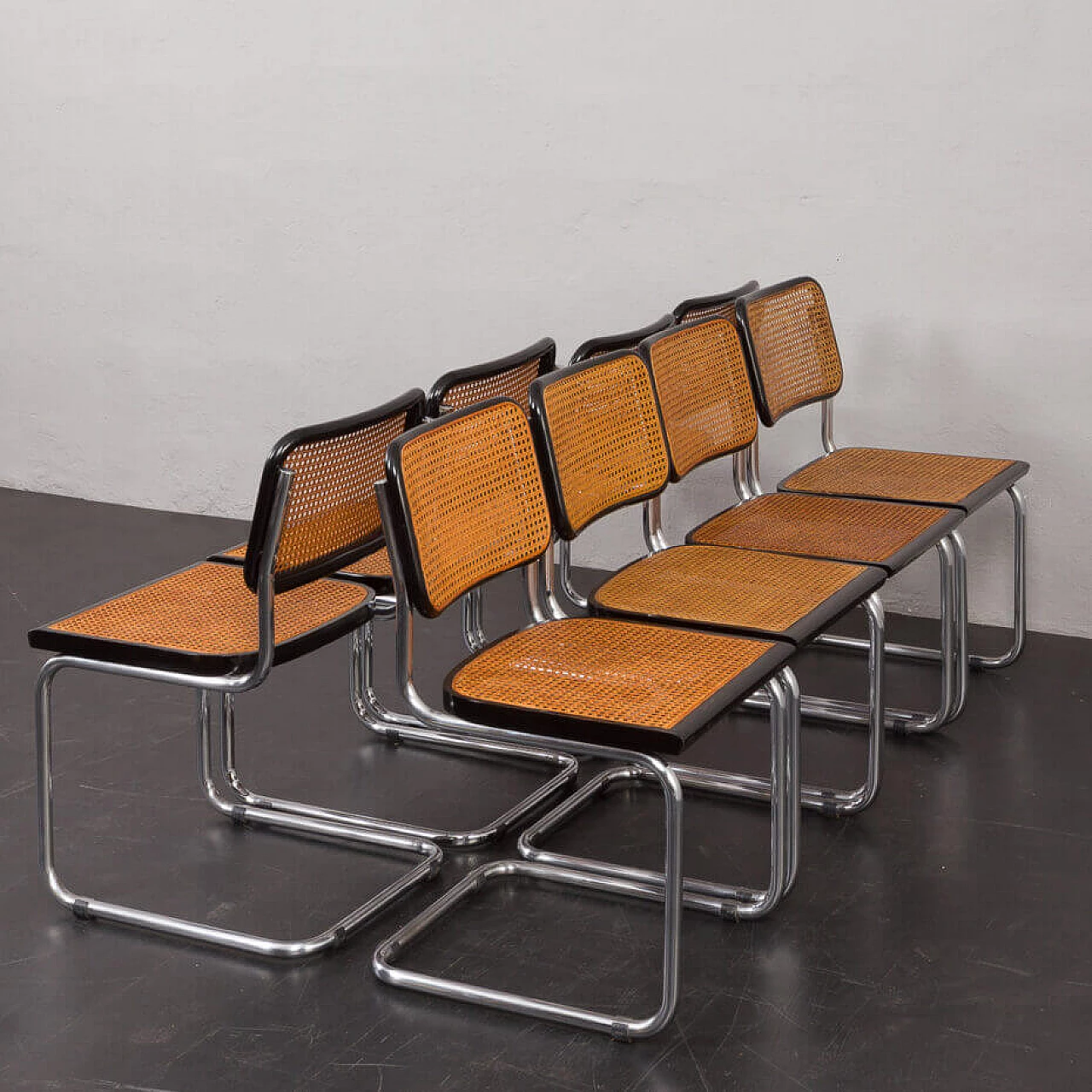 8 Cesca chairs by Marcel Breuer attributed to Gavina, 1970s 12