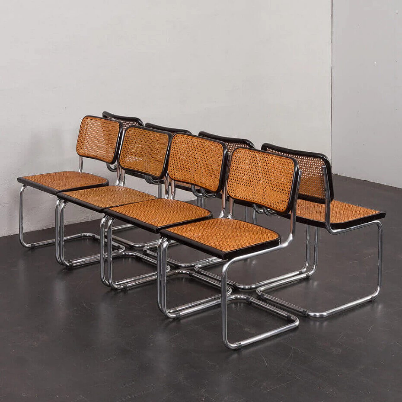 8 Cesca chairs by Marcel Breuer attributed to Gavina, 1970s 13