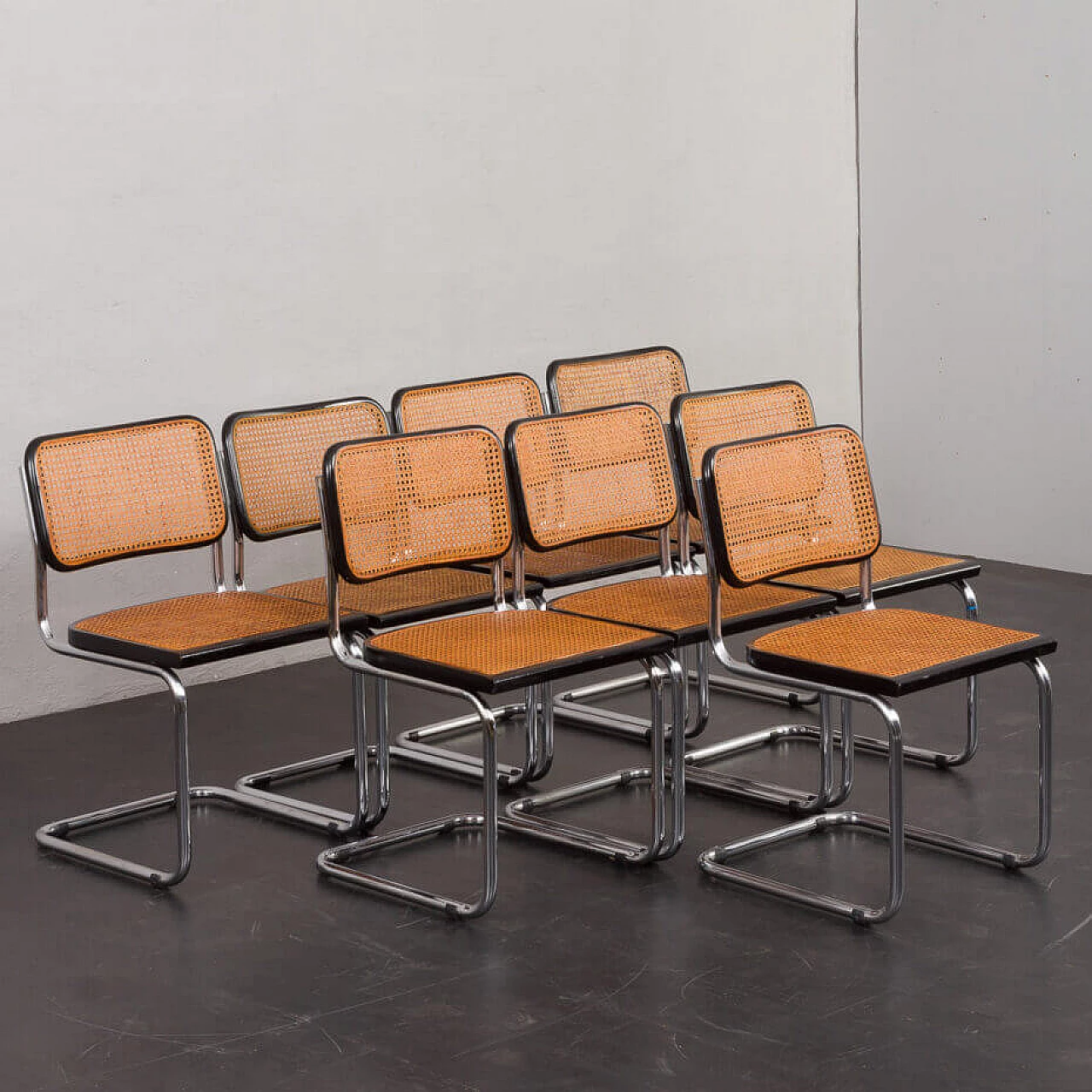 8 Cesca chairs by Marcel Breuer attributed to Gavina, 1970s 19
