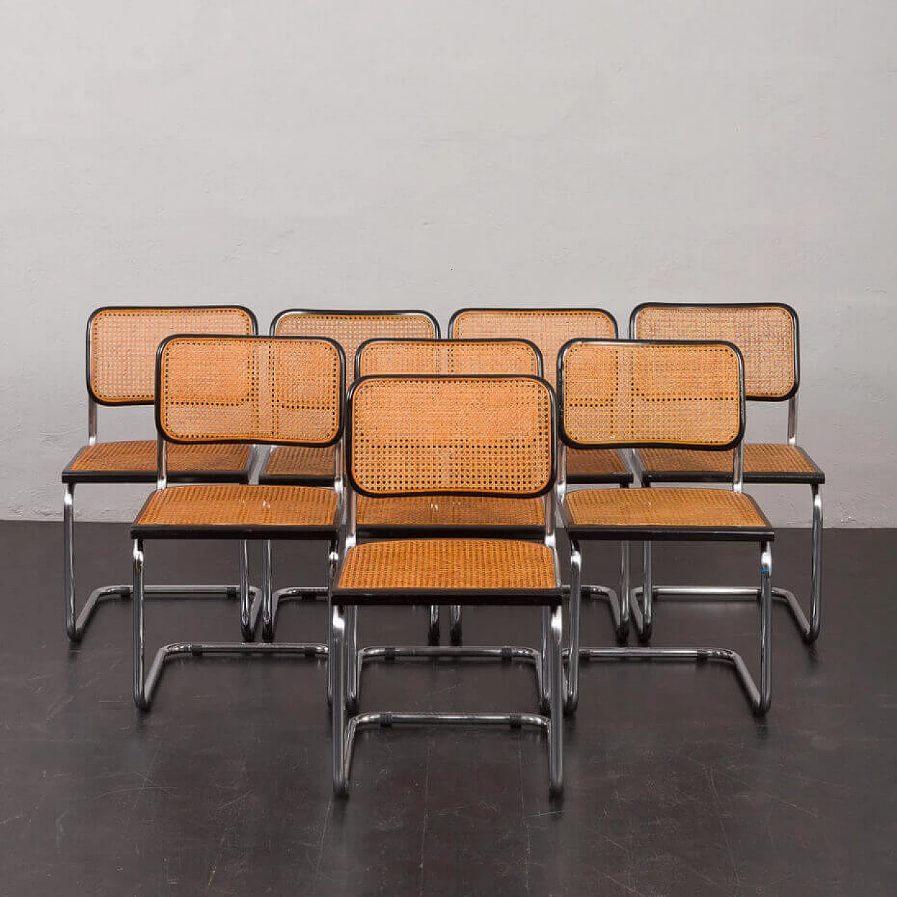 8 Cesca chairs by Marcel Breuer attributed to Gavina, 1970s 20