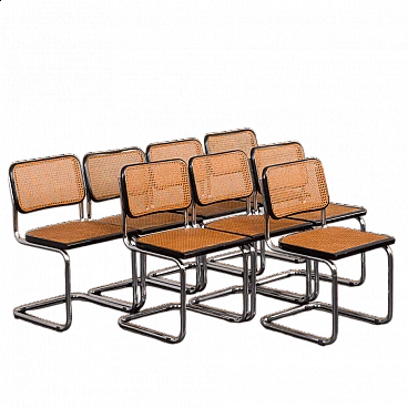 8 Cesca chairs by Marcel Breuer attributed to Gavina, 1970s