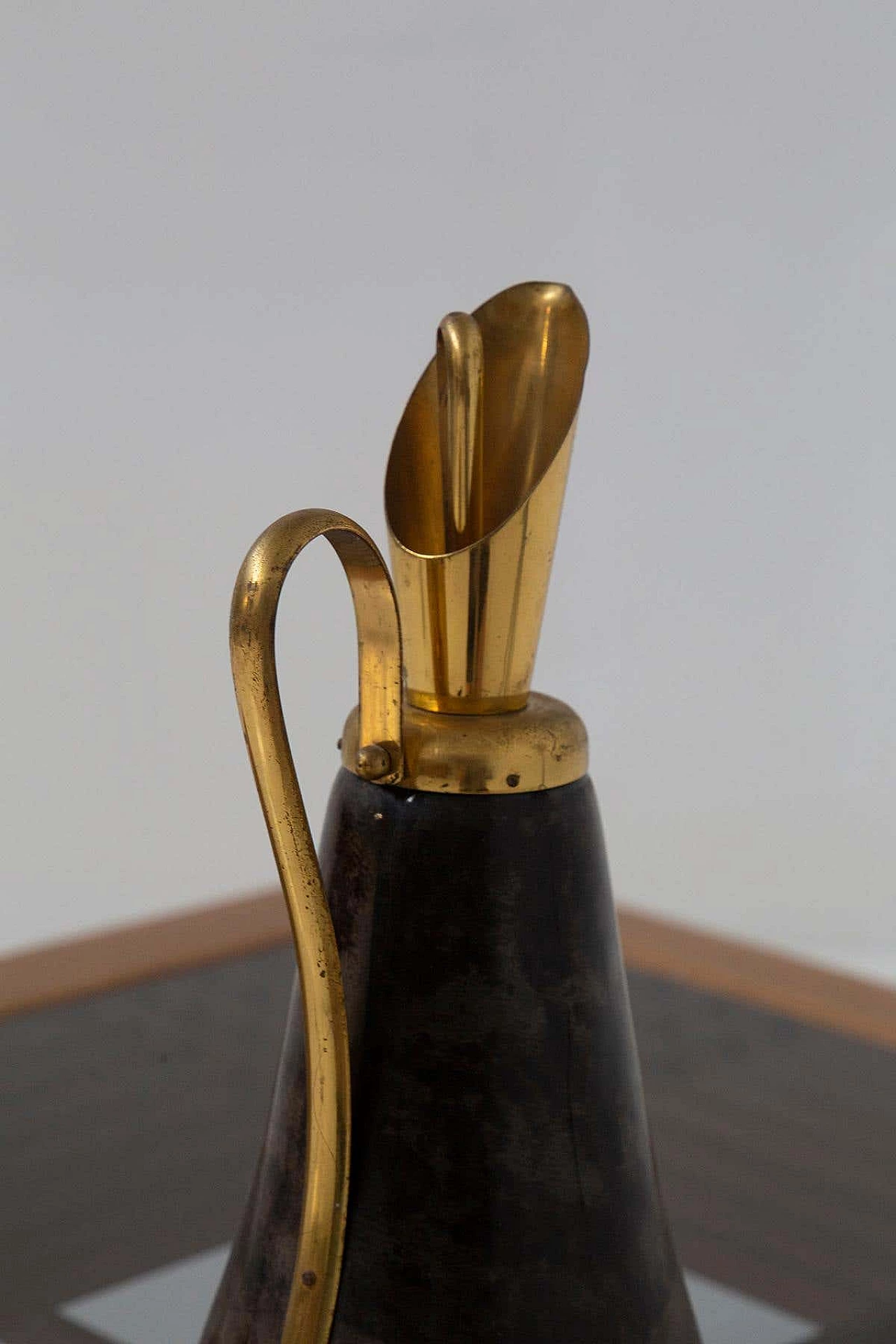Brass and parchment thermal carafe by Aldo Tura for Macabo, 1950s 1