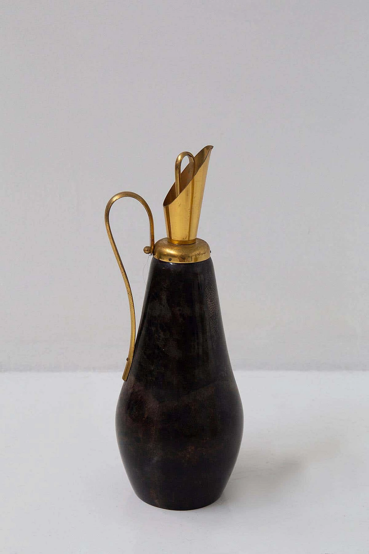 Brass and parchment thermal carafe by Aldo Tura for Macabo, 1950s 3