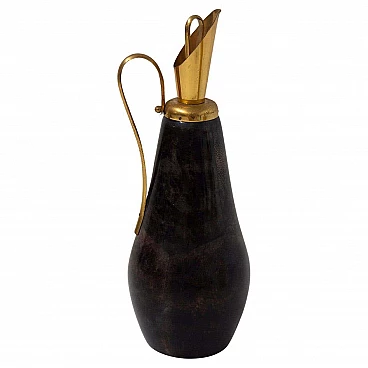 Brass and parchment thermal carafe by Aldo Tura for Macabo, 1950s