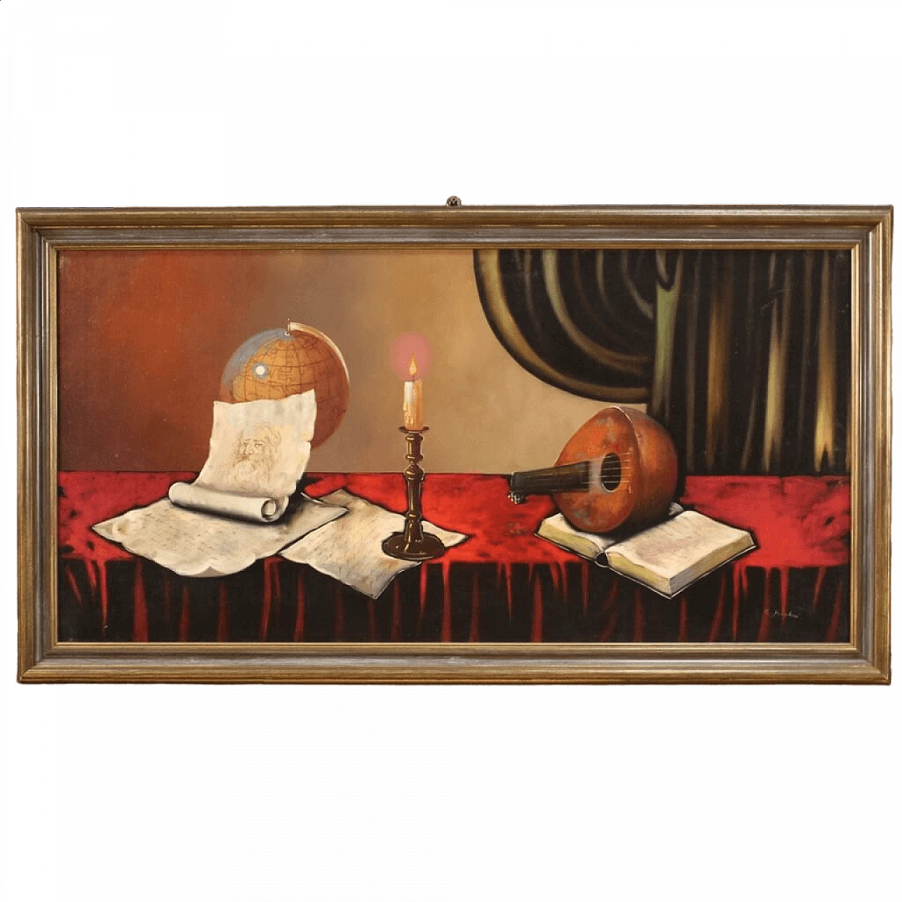 Dipinto su tela Natura morta con strumenti musicali, '900 17