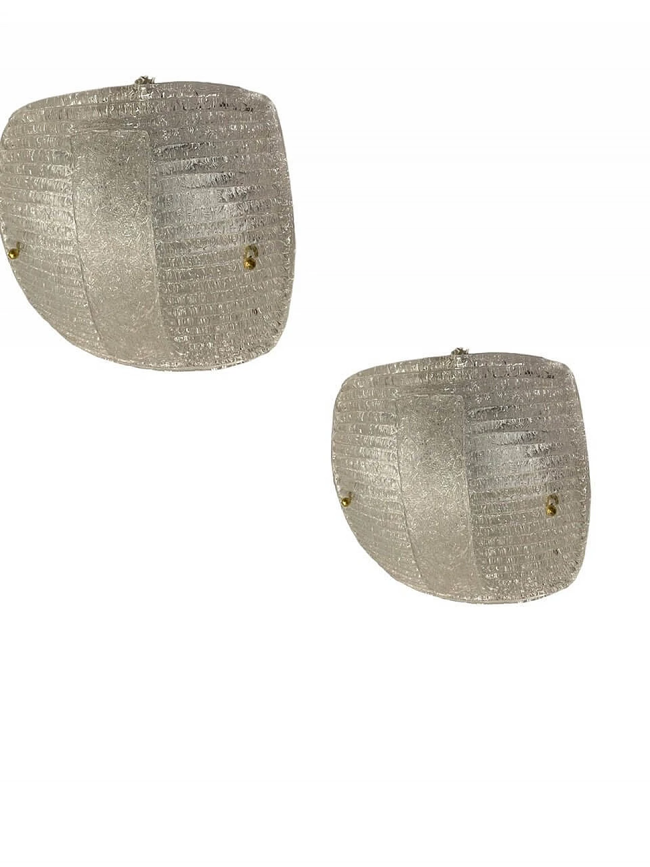 Pair of transparent Murano glass wall lights, 1980s 1