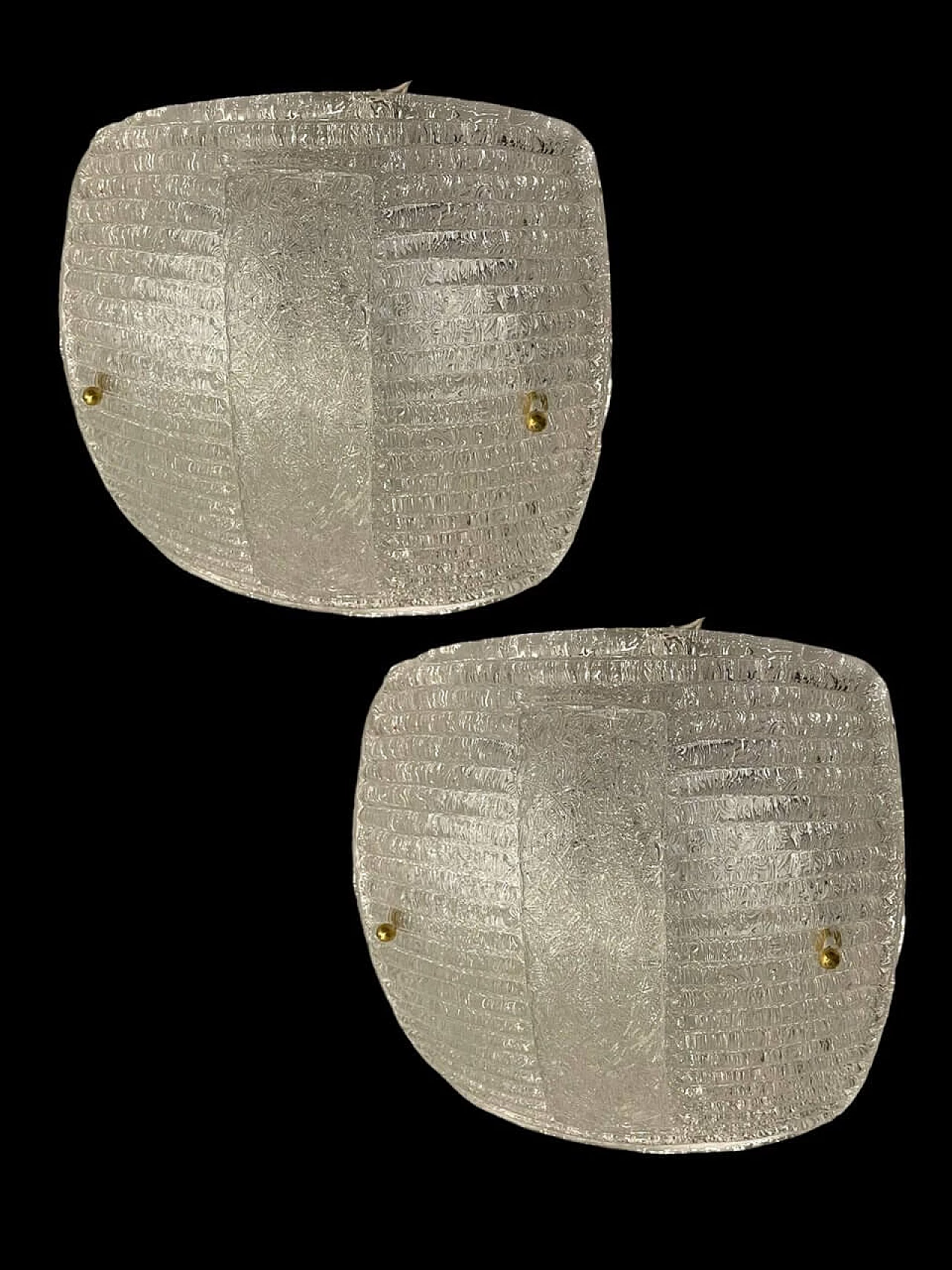 Coppia di applique in vetro di Murano trasparente, anni '80 2