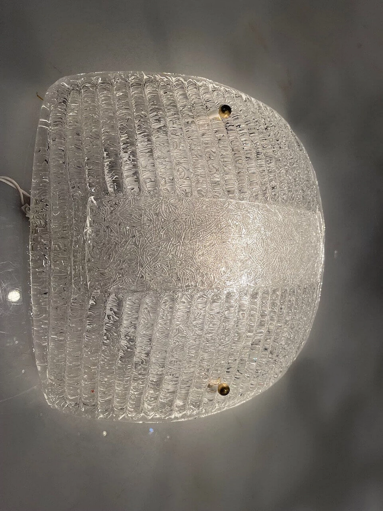 Pair of transparent Murano glass wall lights, 1980s 7