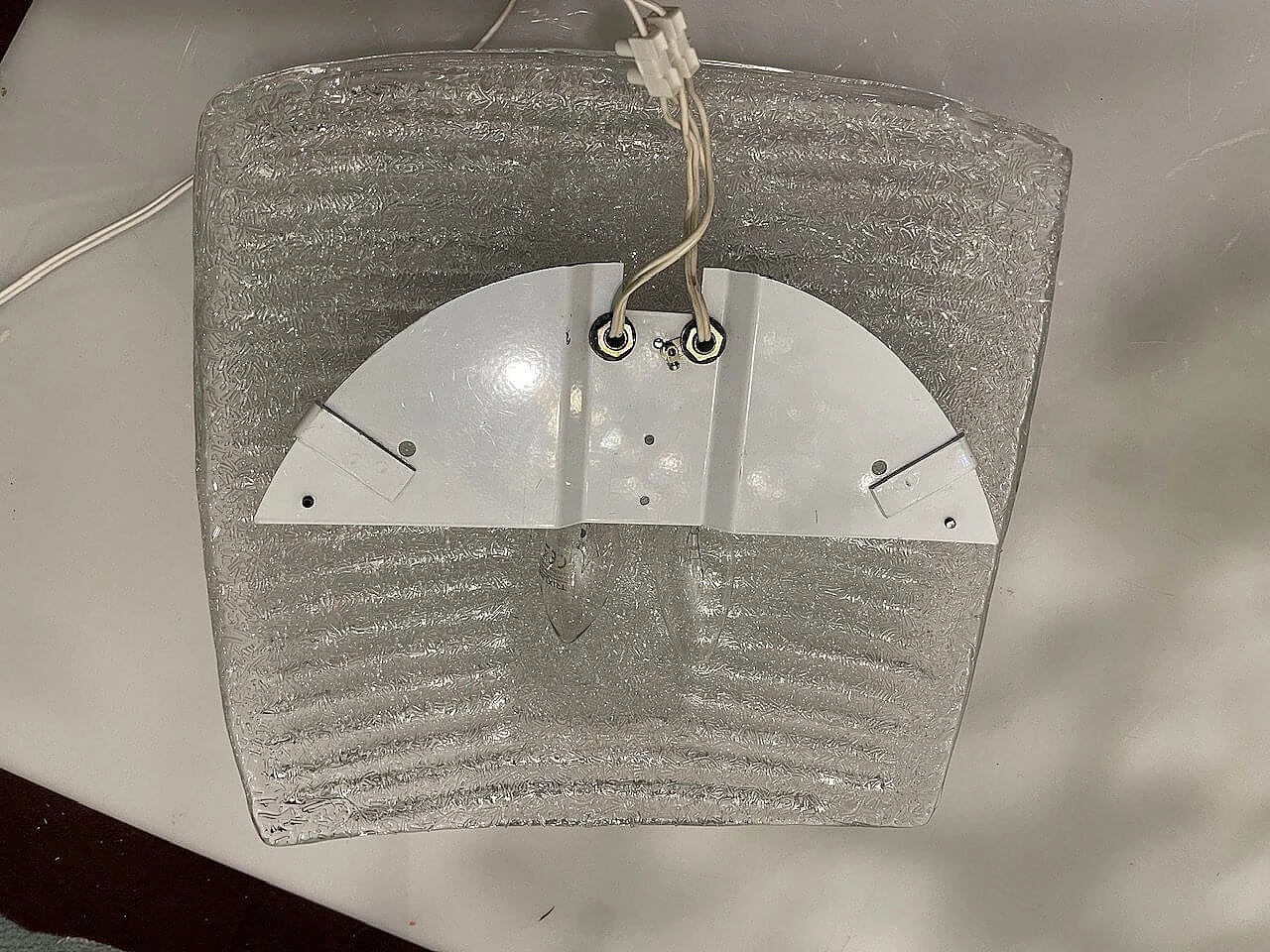 Pair of transparent Murano glass wall lights, 1980s 8