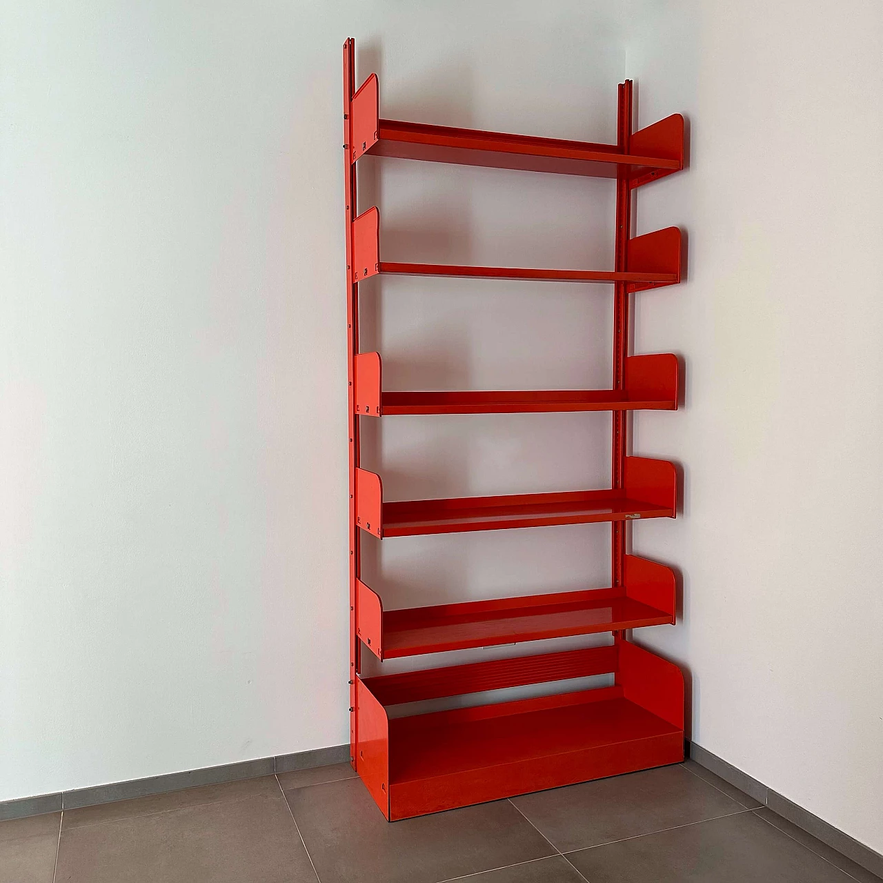 Orange metal bookcase Congresso by Lips Vago, 1968 1