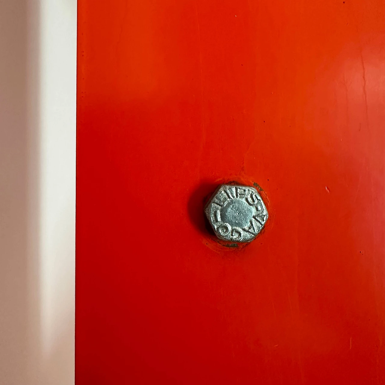 Orange metal bookcase Congresso by Lips Vago, 1968 6