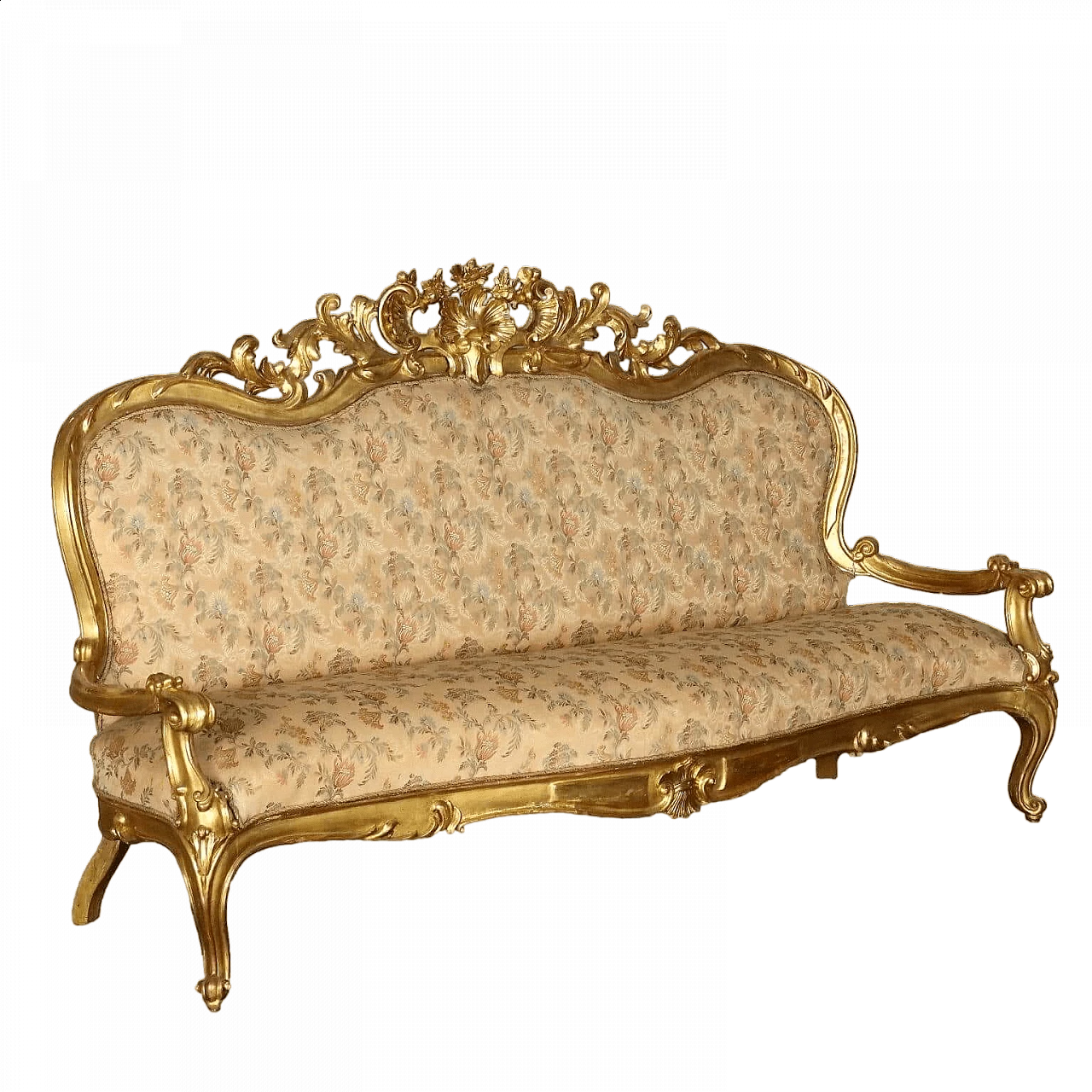 Neo-Baroque gilded wood and fabric sofa, late 19th century 11
