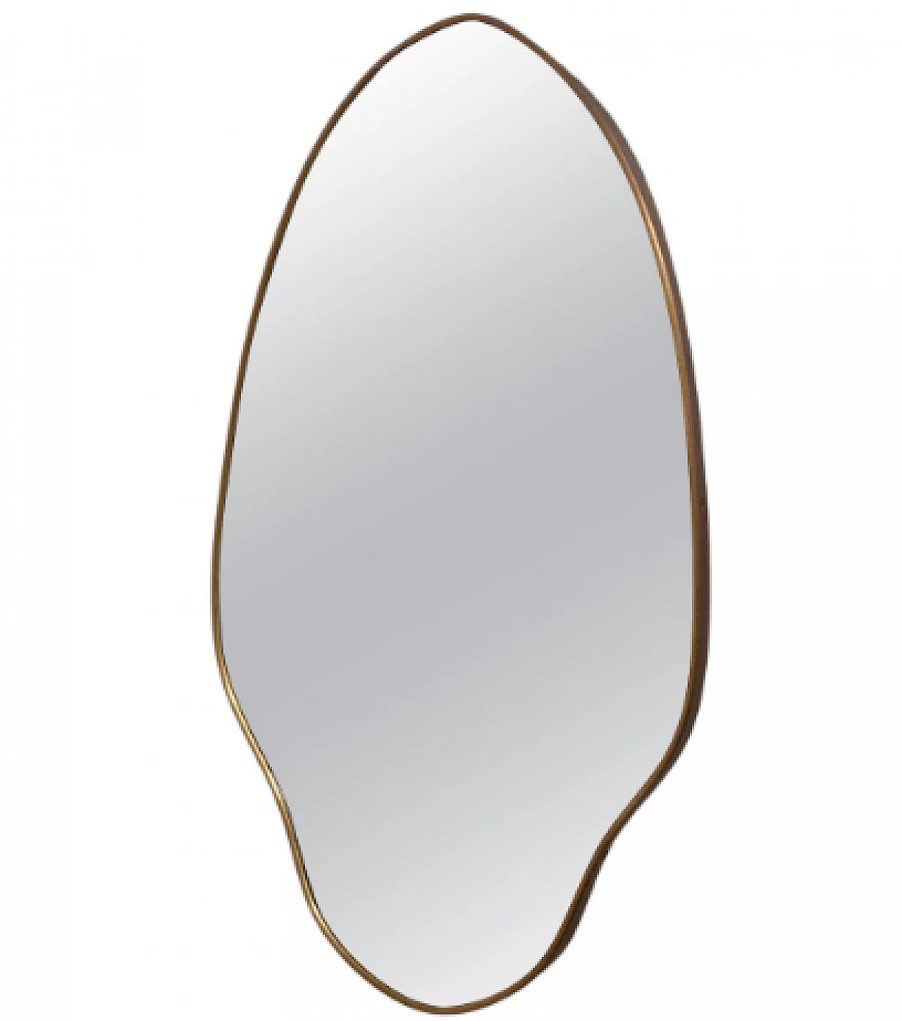 Wall mirror with brass fluid frame, 1950s 1
