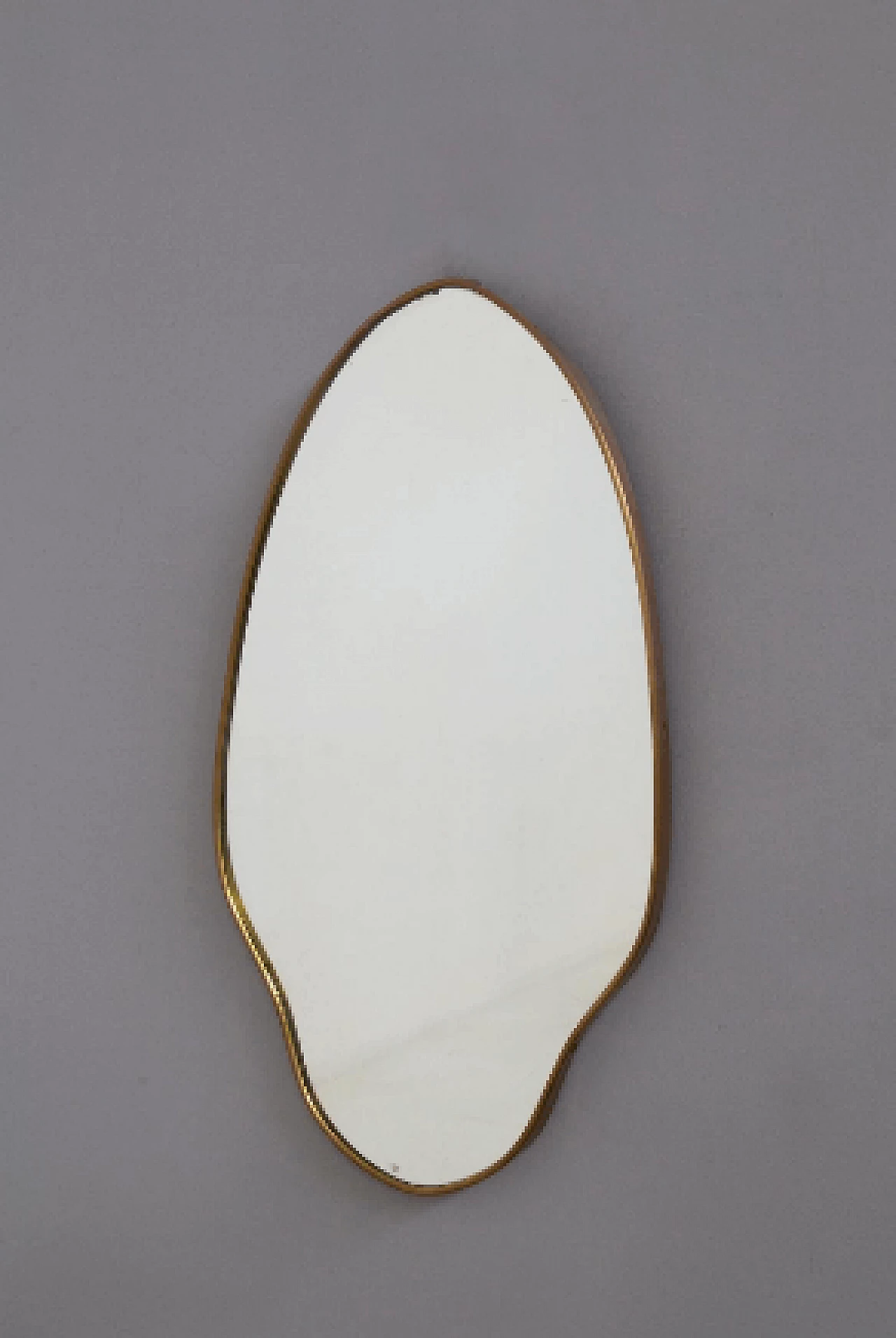 Wall mirror with brass fluid frame, 1950s 2