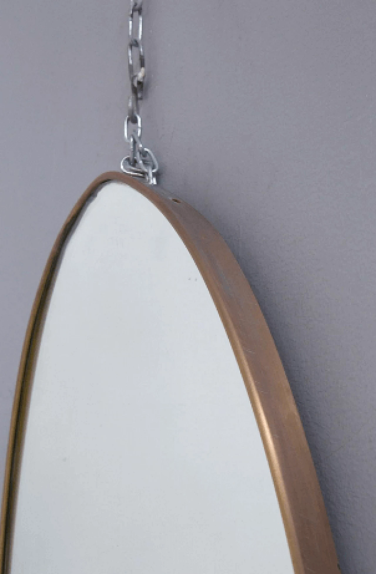 Wall mirror with brass fluid frame, 1950s 8
