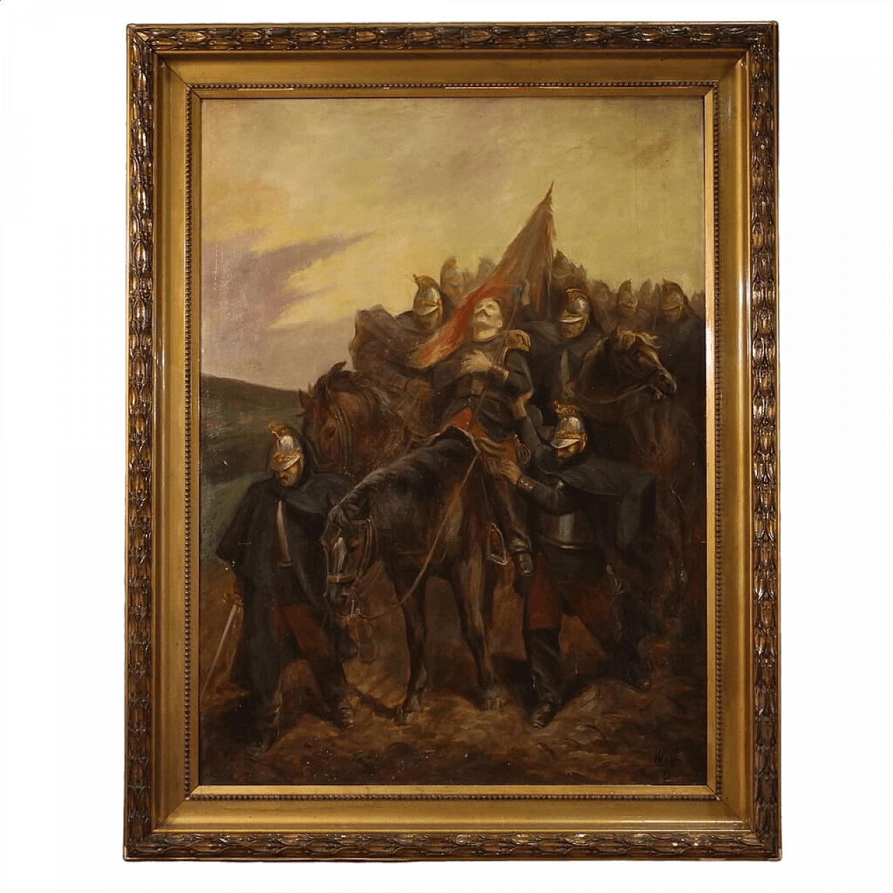 Painting of soldiers with horses, oil on canvas, second half of the 19th century 16