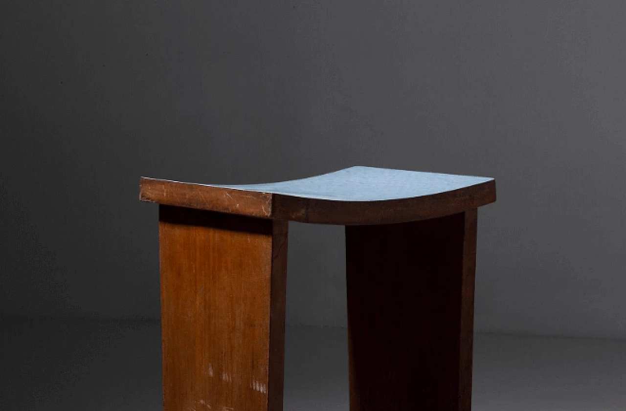 Pair of Art Deco walnut and formica stools, 1920s 8