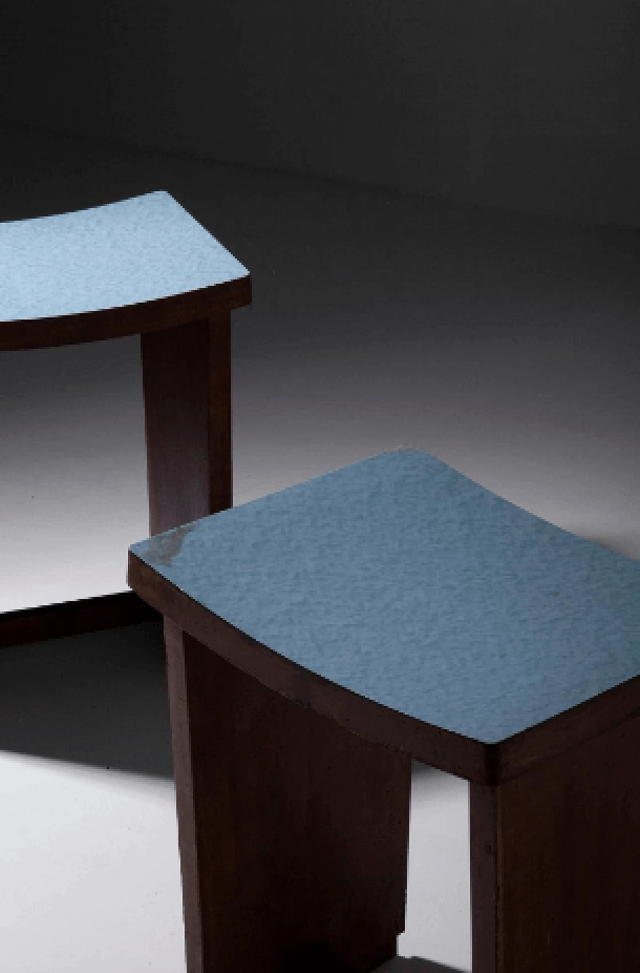 Pair of Art Deco walnut and formica stools, 1920s 10