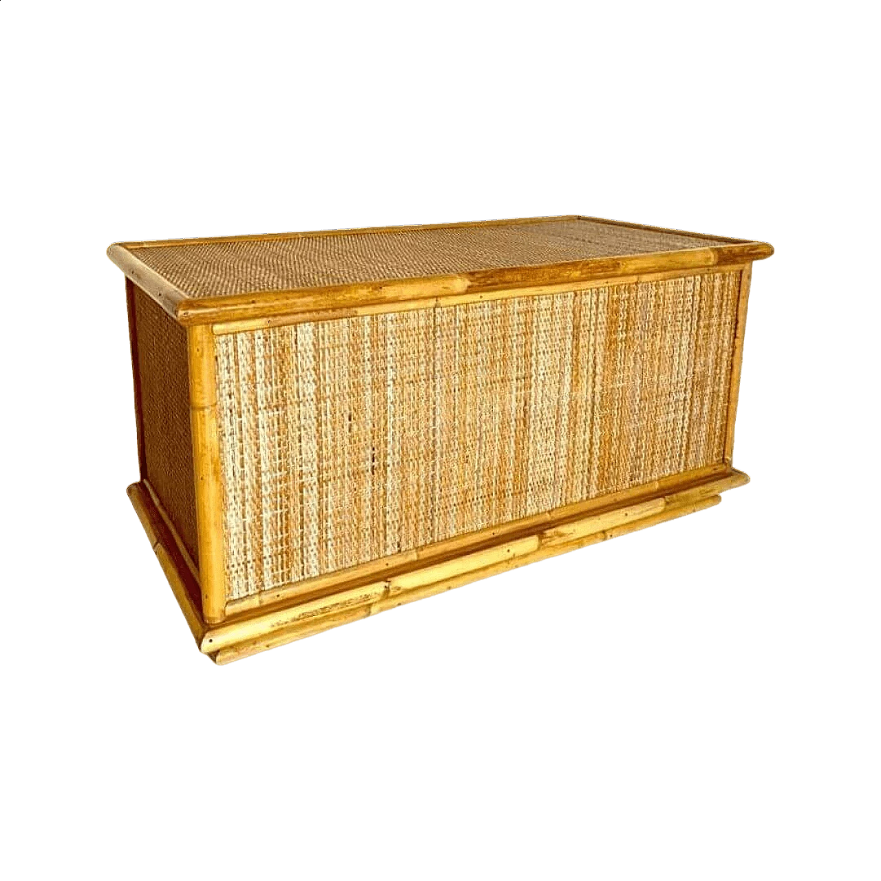 Rattan and beech chest by Dal Vera, 1970s 14