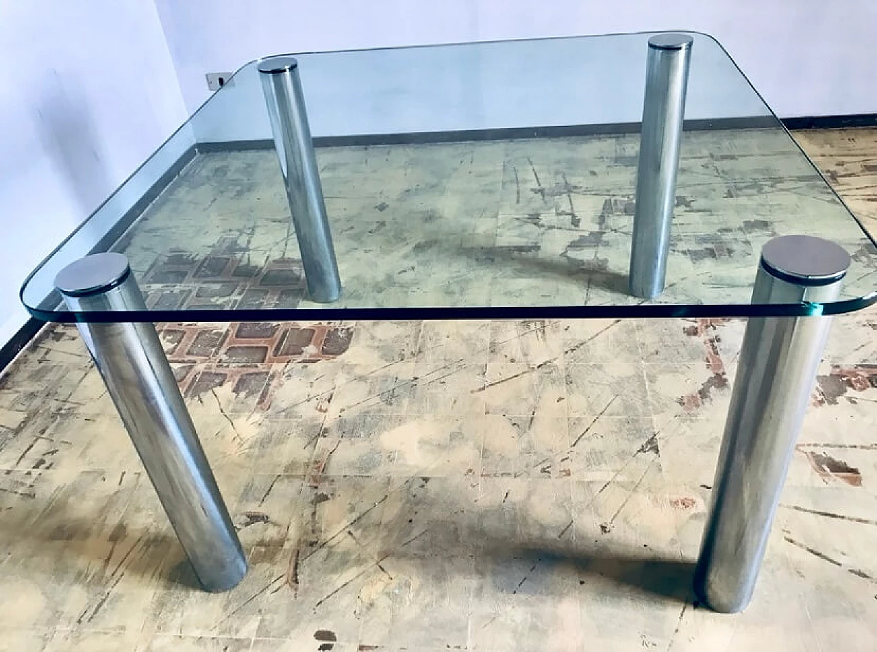 Crystal and steel table in the style of Marco Zanuso for Zanotta, 1970s 5