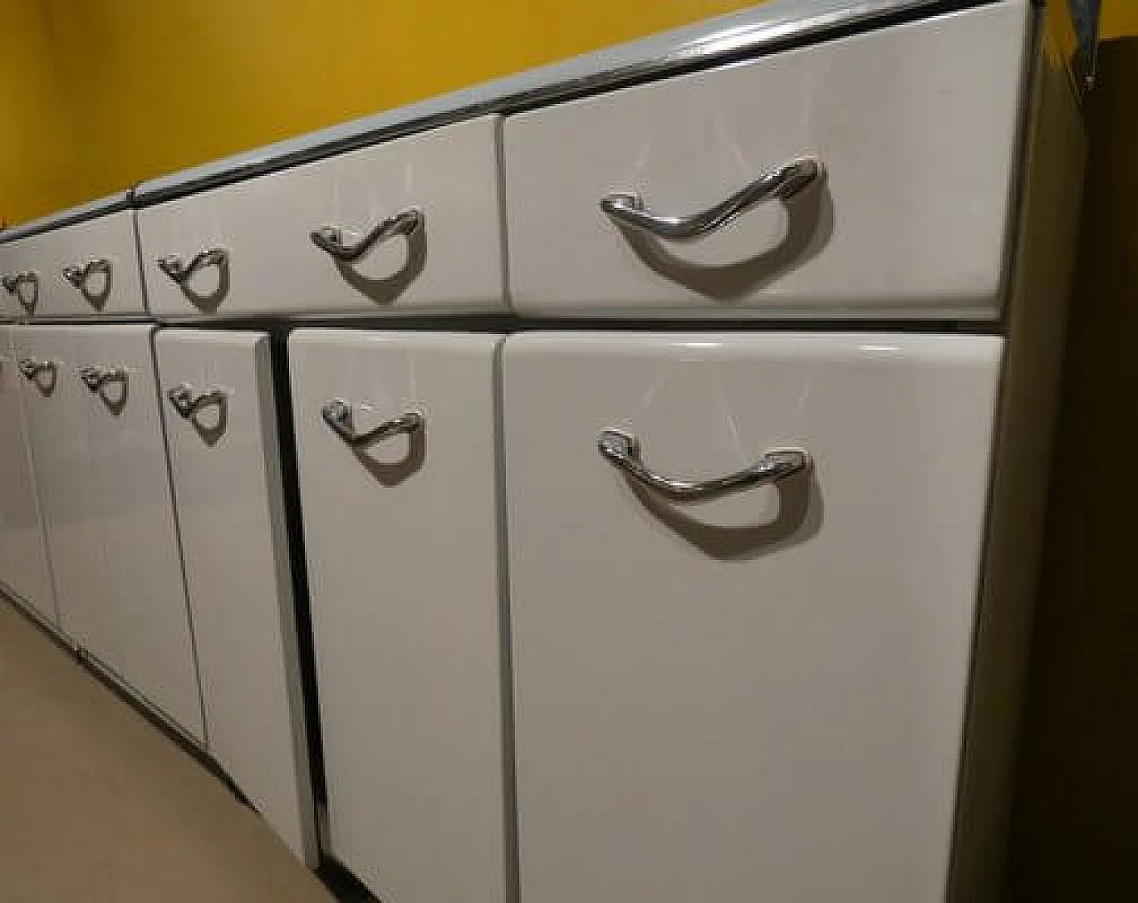 3 White enamelled metal storage cabinets, 1960s 4