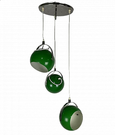 Chromed and green metal chandelier by Reggiani Illuminazione, 1970s