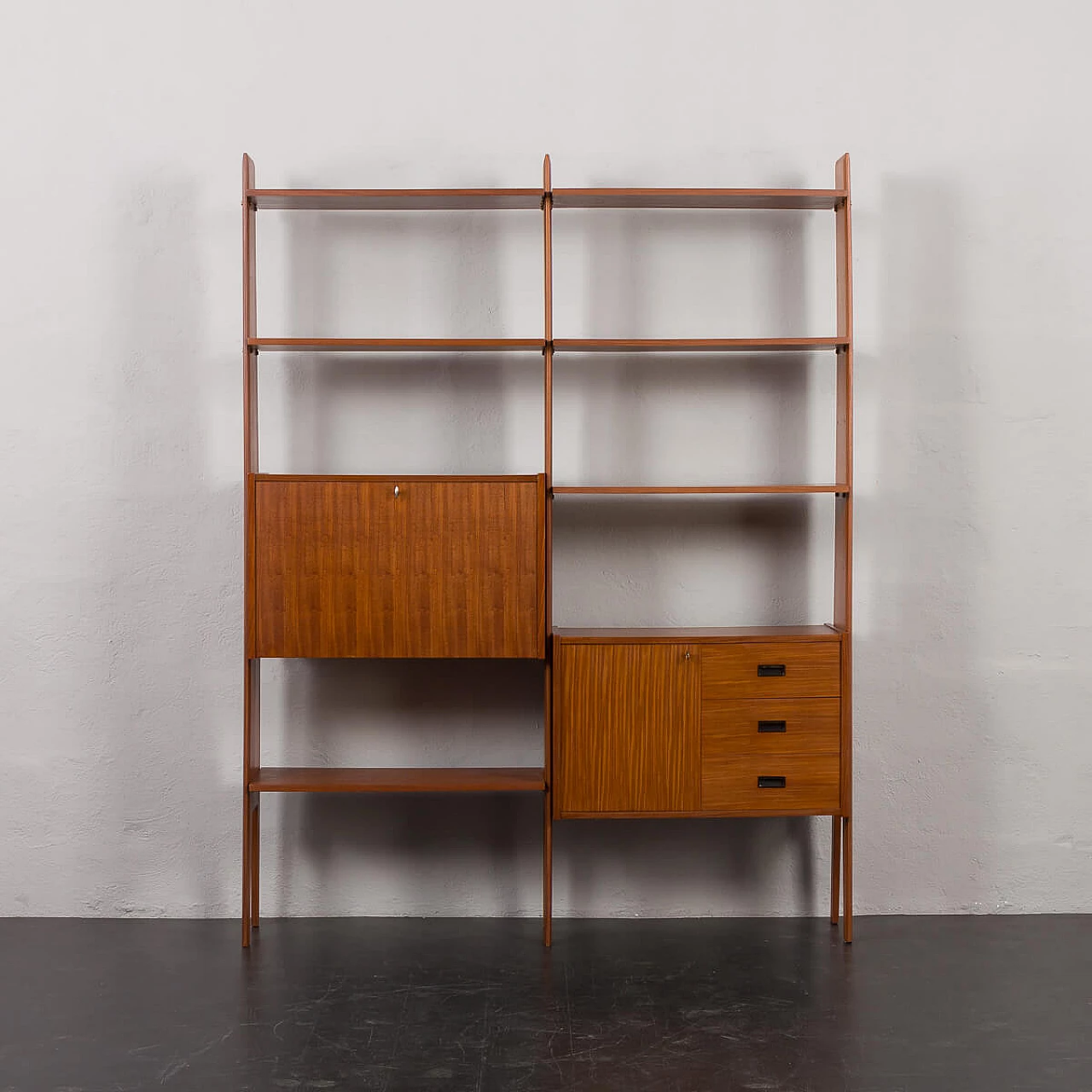 Mahogany and teak bookcase with flap compartment, 1970s 7
