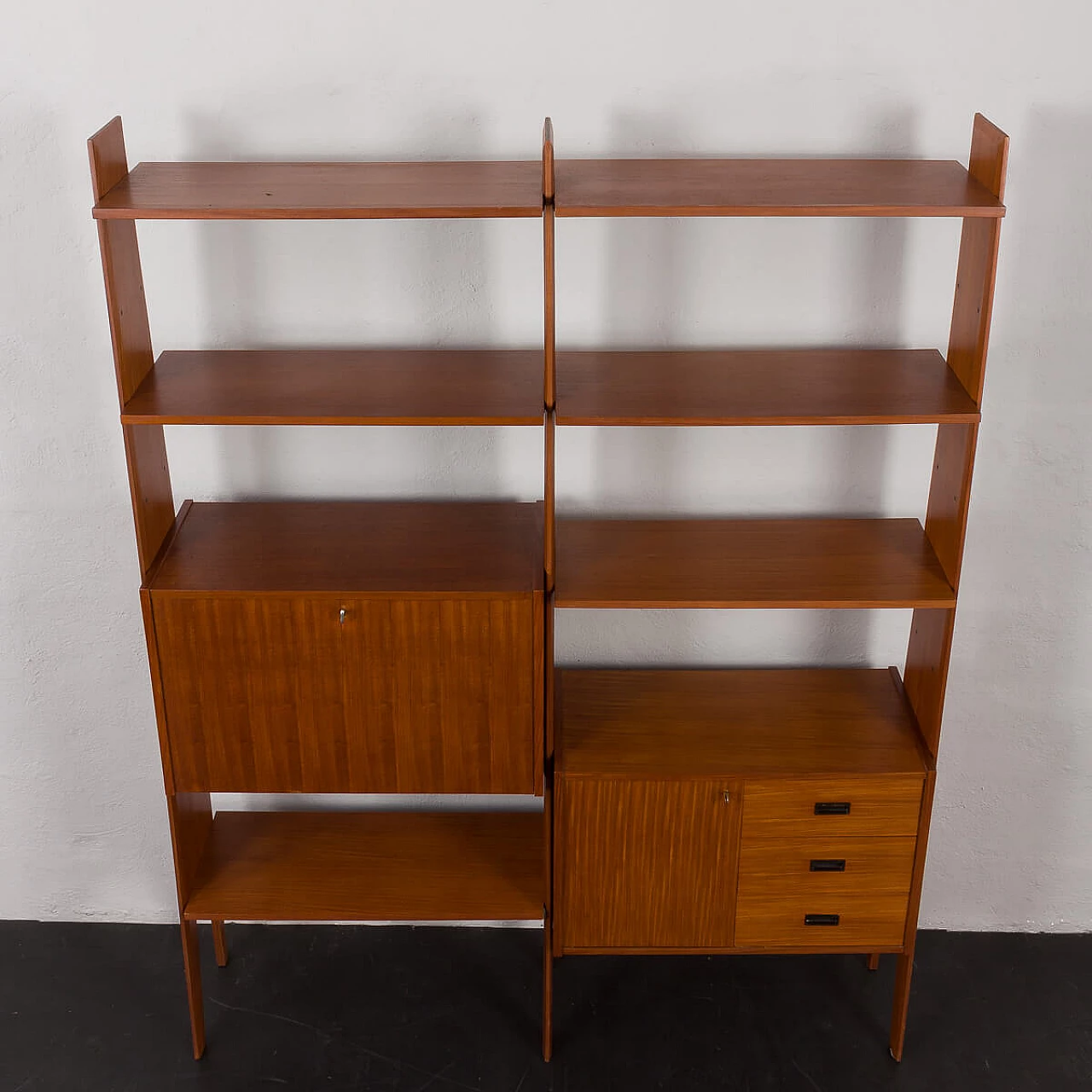 Mahogany and teak bookcase with flap compartment, 1970s 8