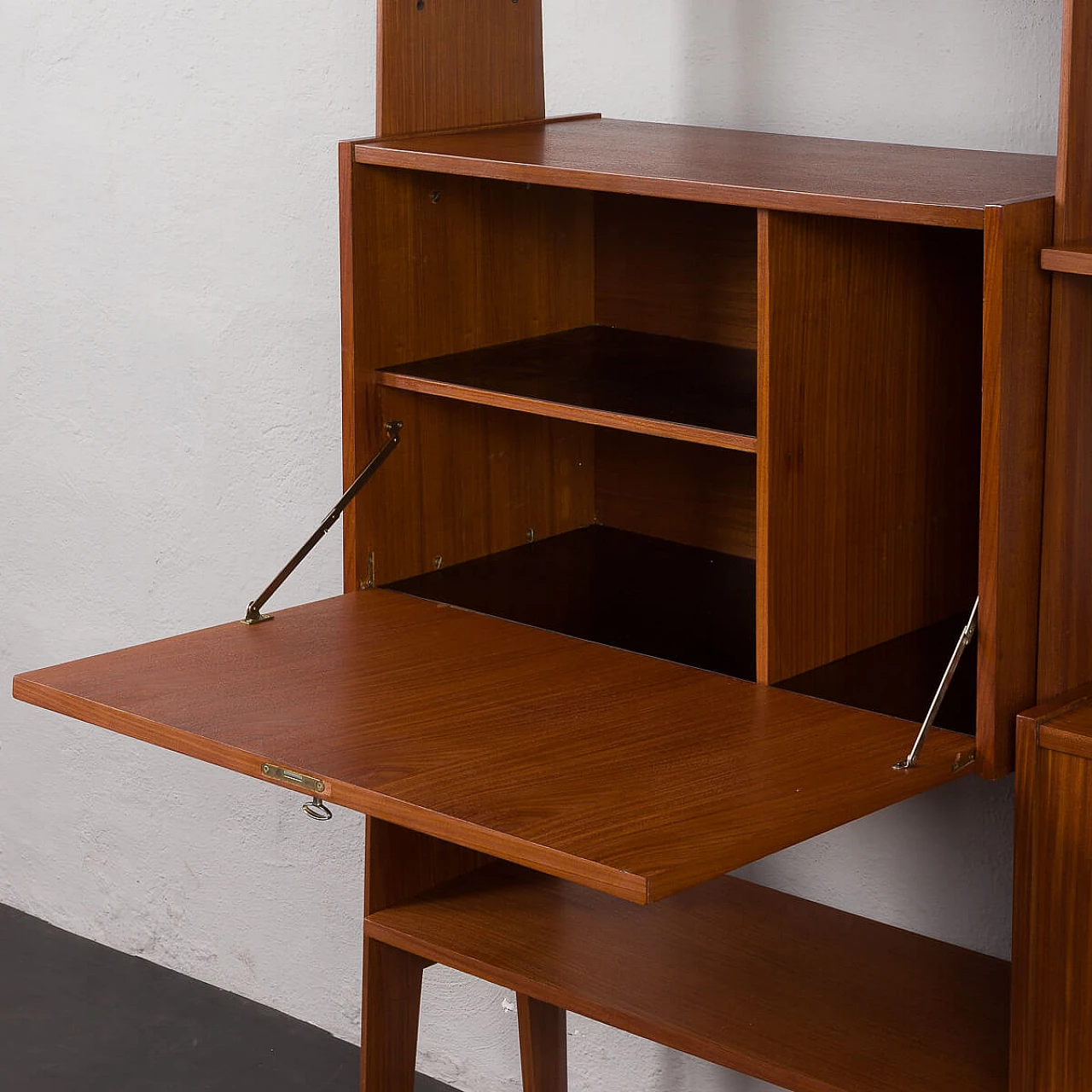 Mahogany and teak bookcase with flap compartment, 1970s 12