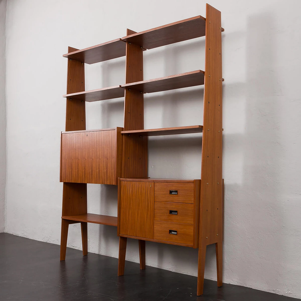 Mahogany and teak bookcase with flap compartment, 1970s 19