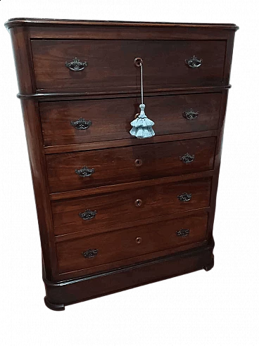 Wooden chest of drawers with five drawers, 19th century