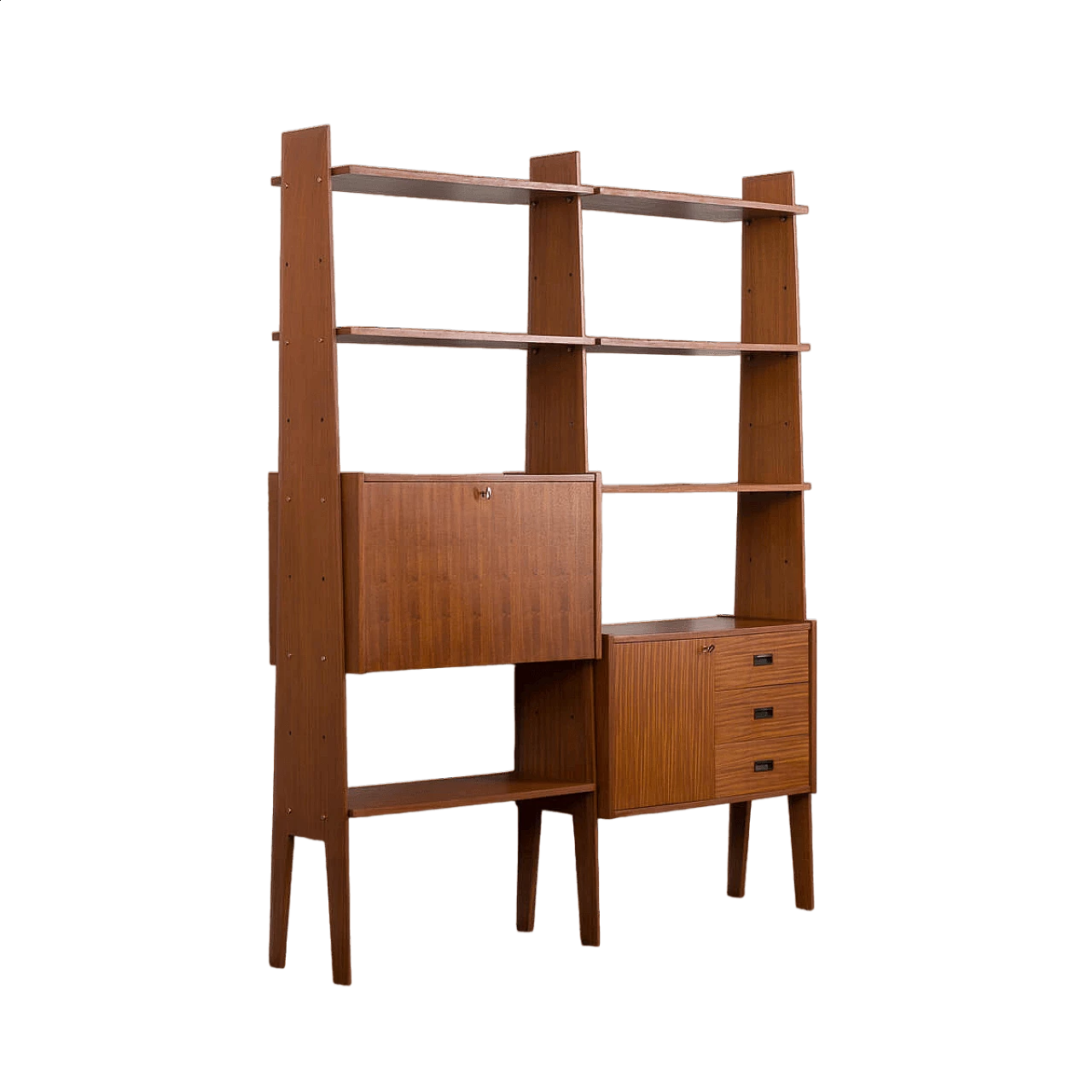 Mahogany and teak bookcase with flap compartment, 1970s 21
