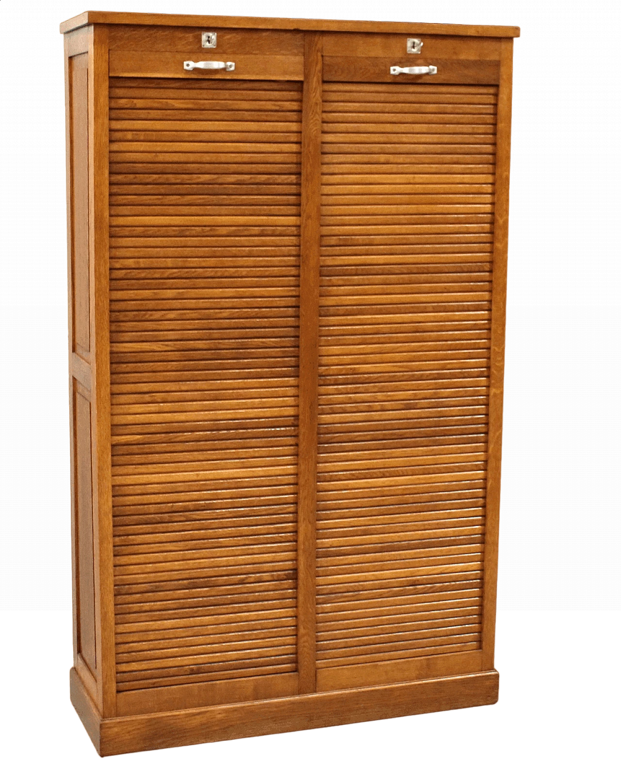 Oak double shutter filing cabinet, early 20th century 10