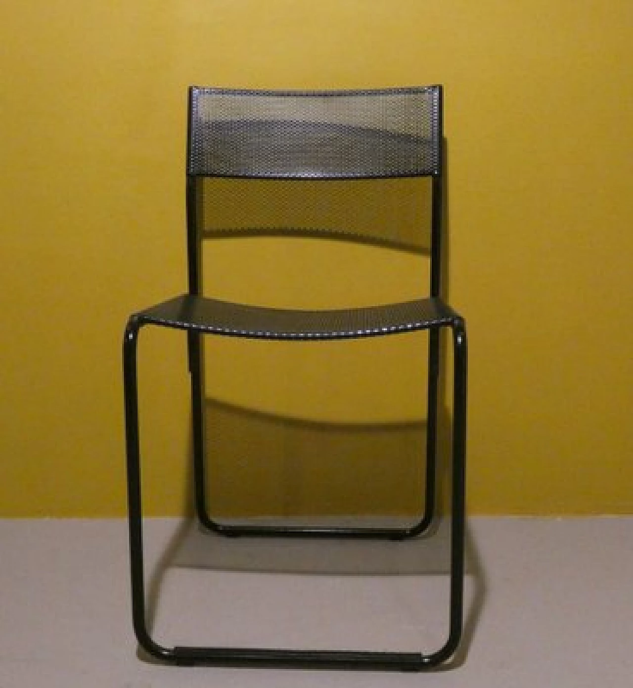 6 Chairs in black varnished metal by Fly Line, 1980s 2