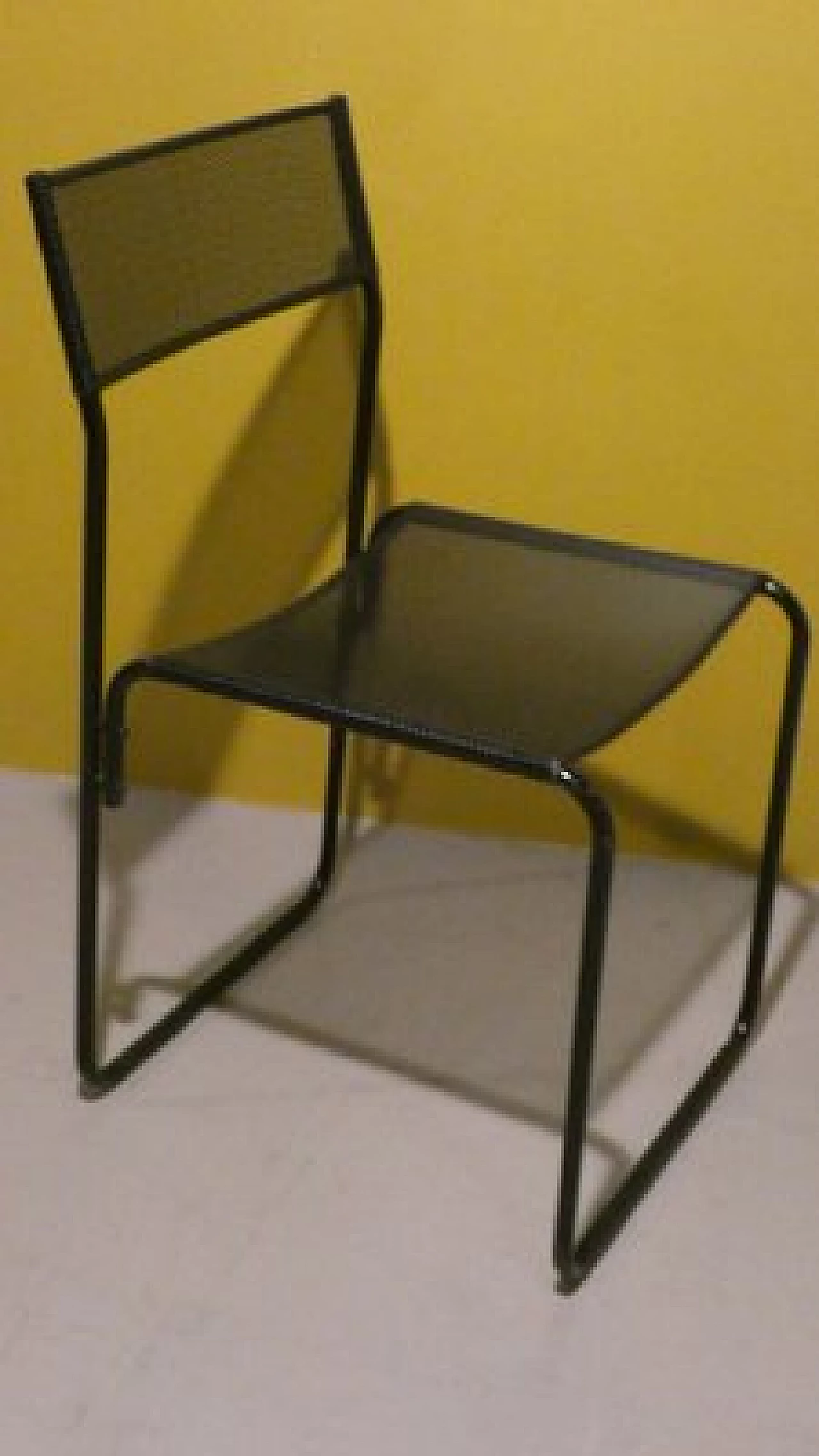 6 Chairs in black varnished metal by Fly Line, 1980s 3