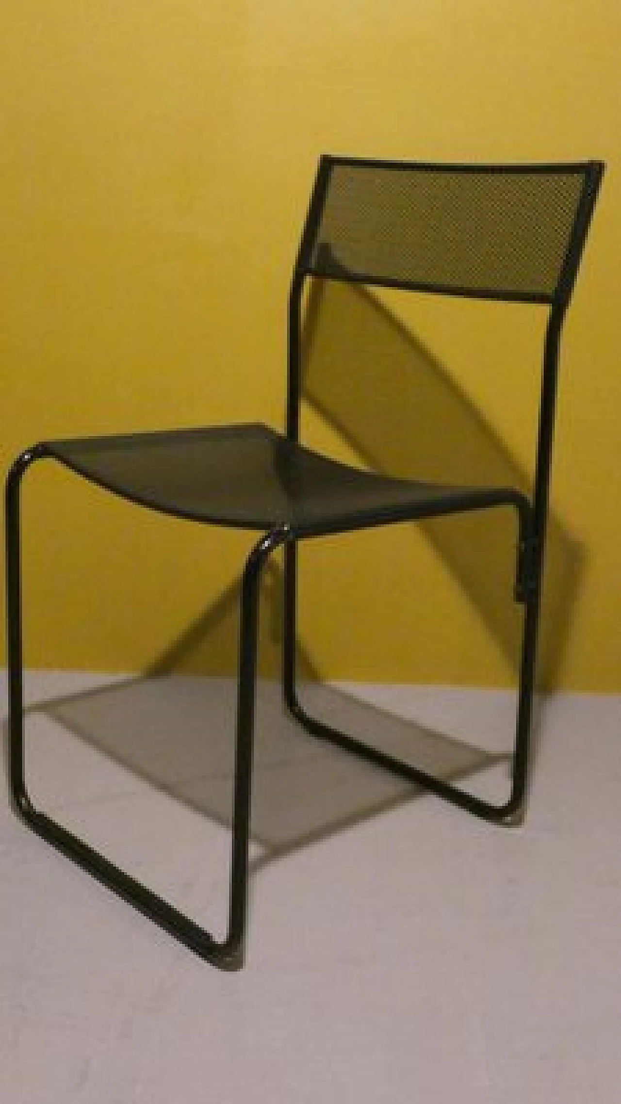 6 Chairs in black varnished metal by Fly Line, 1980s 4