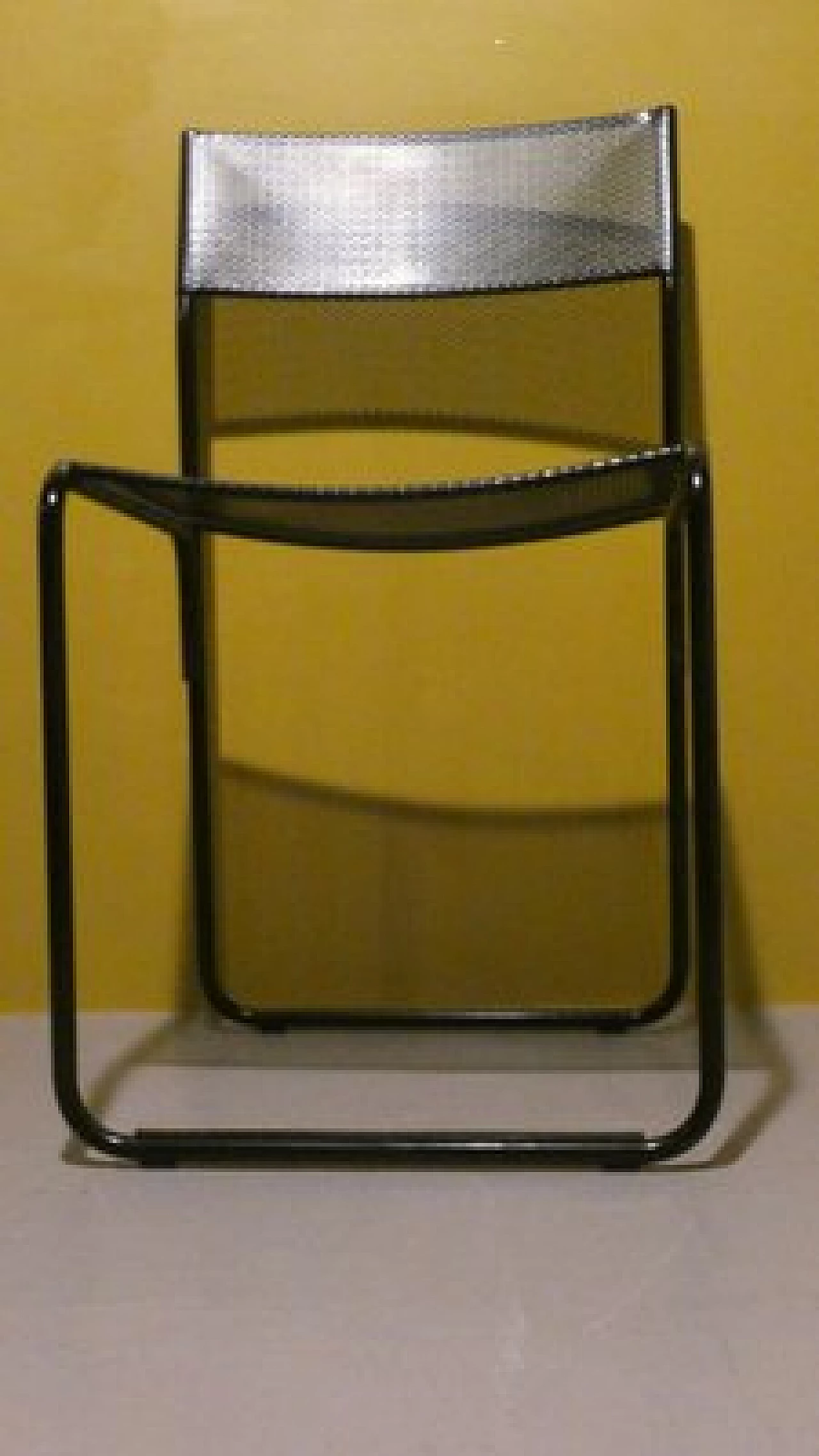 6 Chairs in black varnished metal by Fly Line, 1980s 5