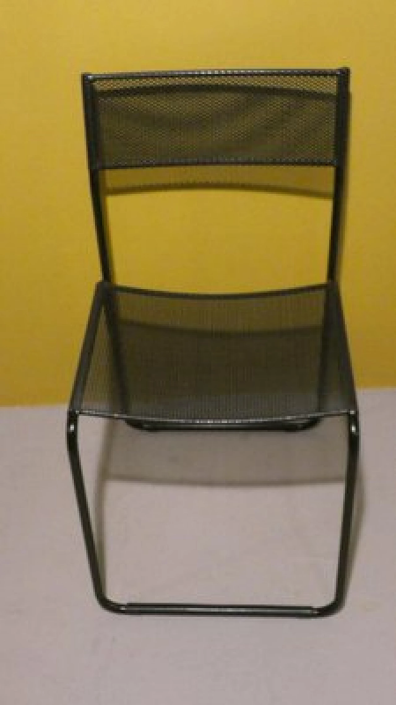 6 Chairs in black varnished metal by Fly Line, 1980s 7