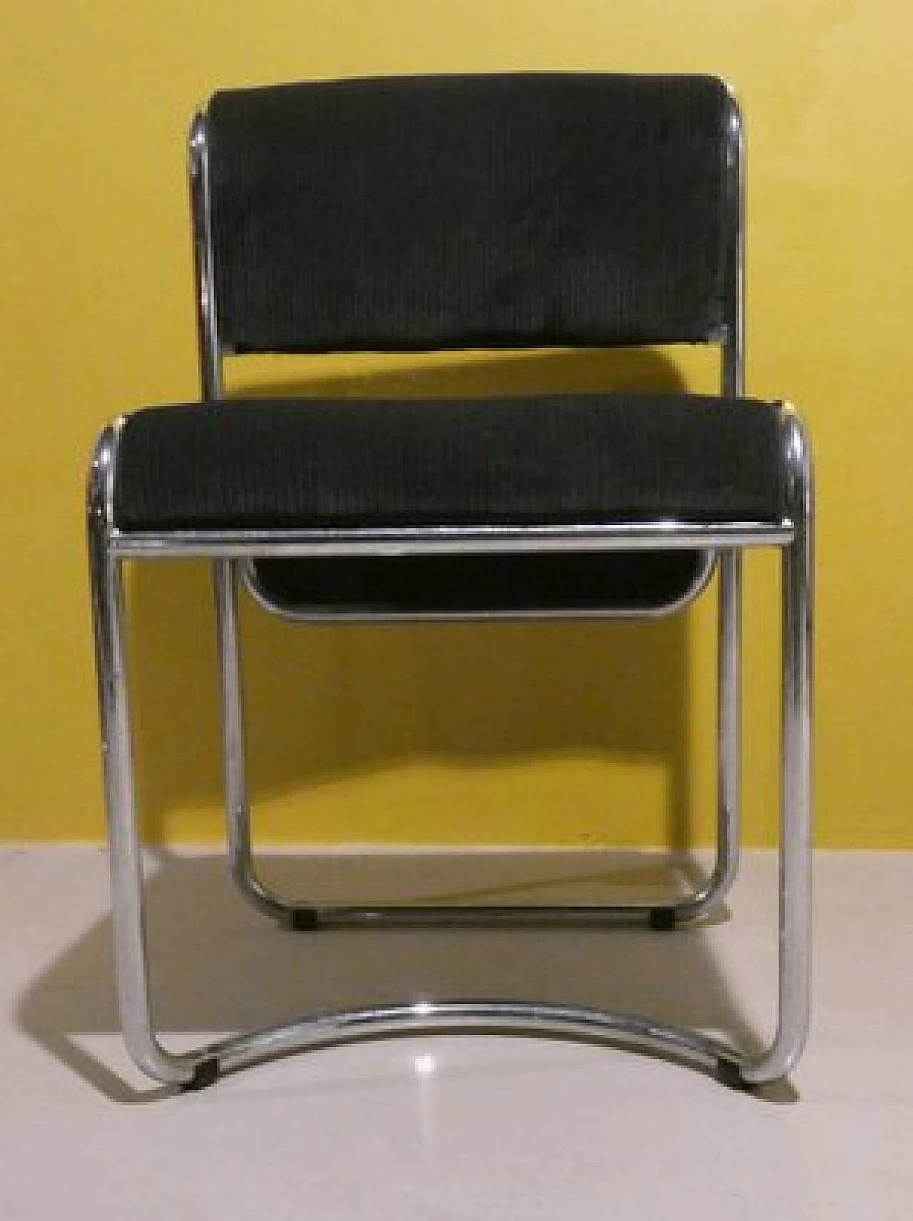 4 Chairs in steel and gray corduroy, 1970s 6