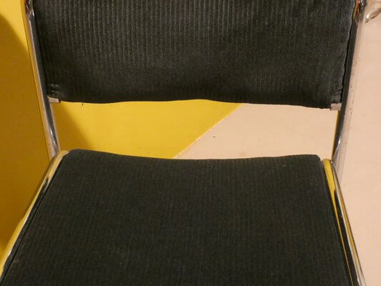 4 Chairs in steel and gray corduroy, 1970s 8